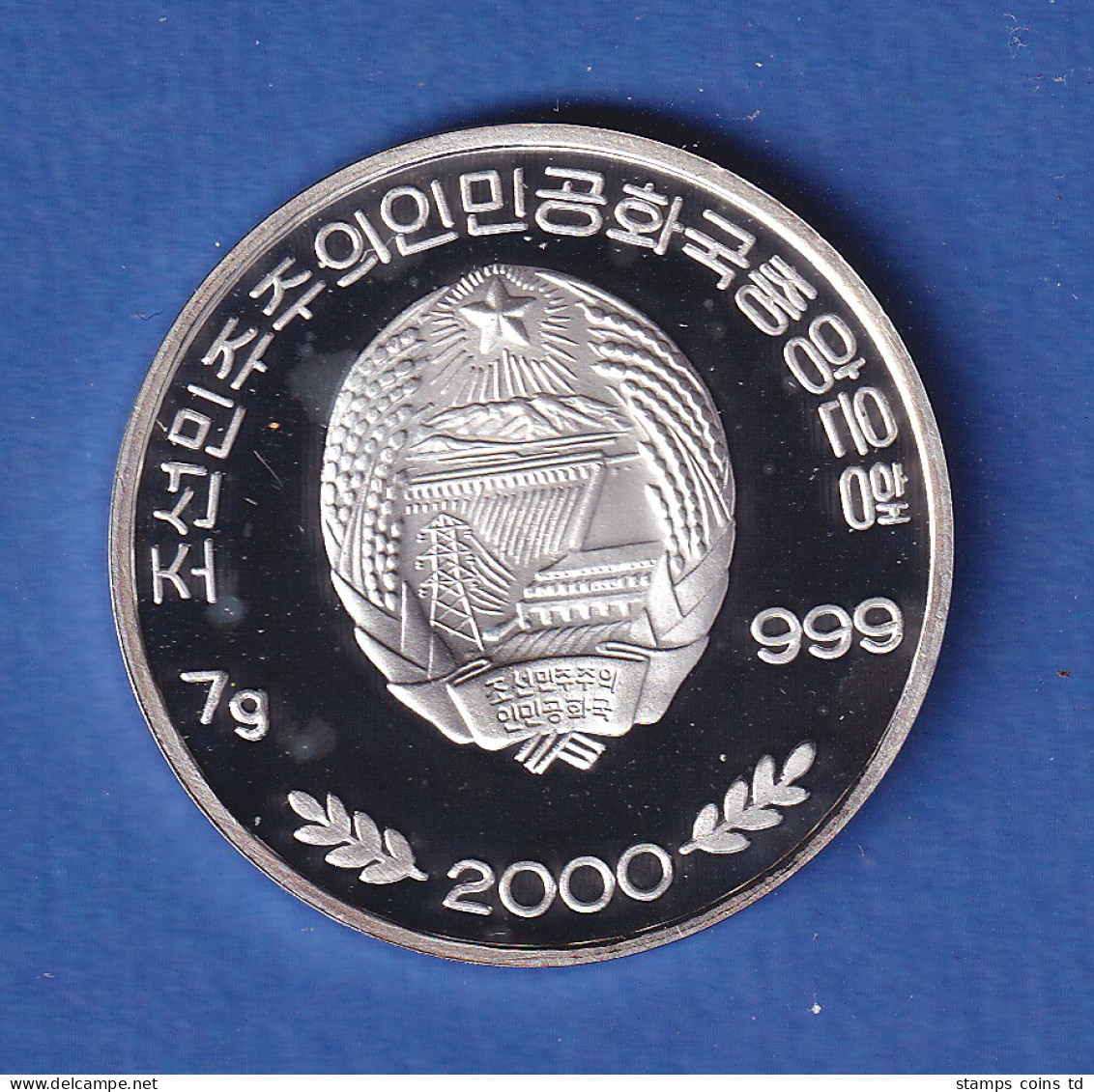 Nordkorea 2000 Silbermünze 2 Won Pandas Teilkoloriert 7g Ag999 PP - Andere - Azië