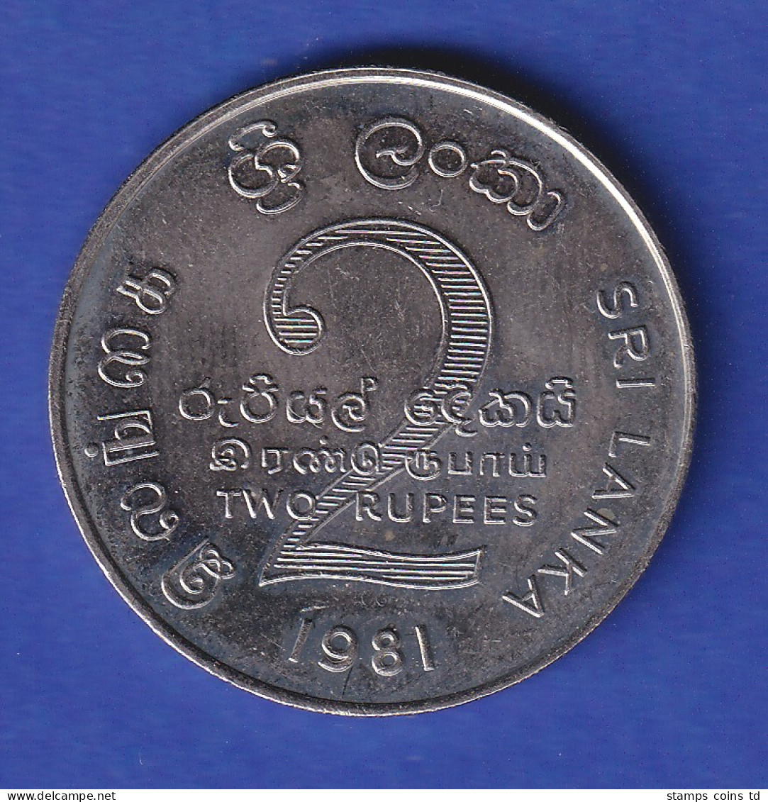 Sri Lanka 1981 Kursmünze 2 Rupees - Mahaweli-Staudamm - Altri – Asia