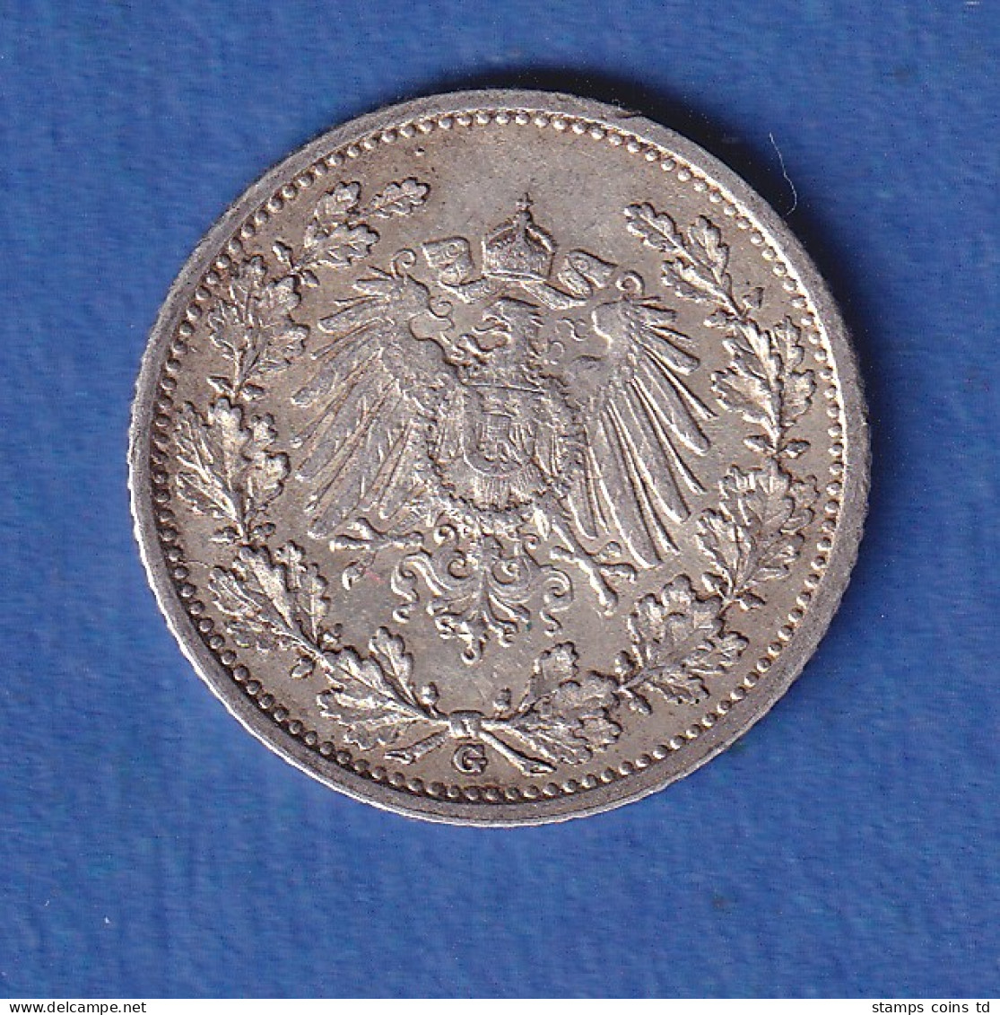 Deutsches Kaiserreich Silber-Kursmünze 1/2 Mark 1913 G Vz - Autres & Non Classés