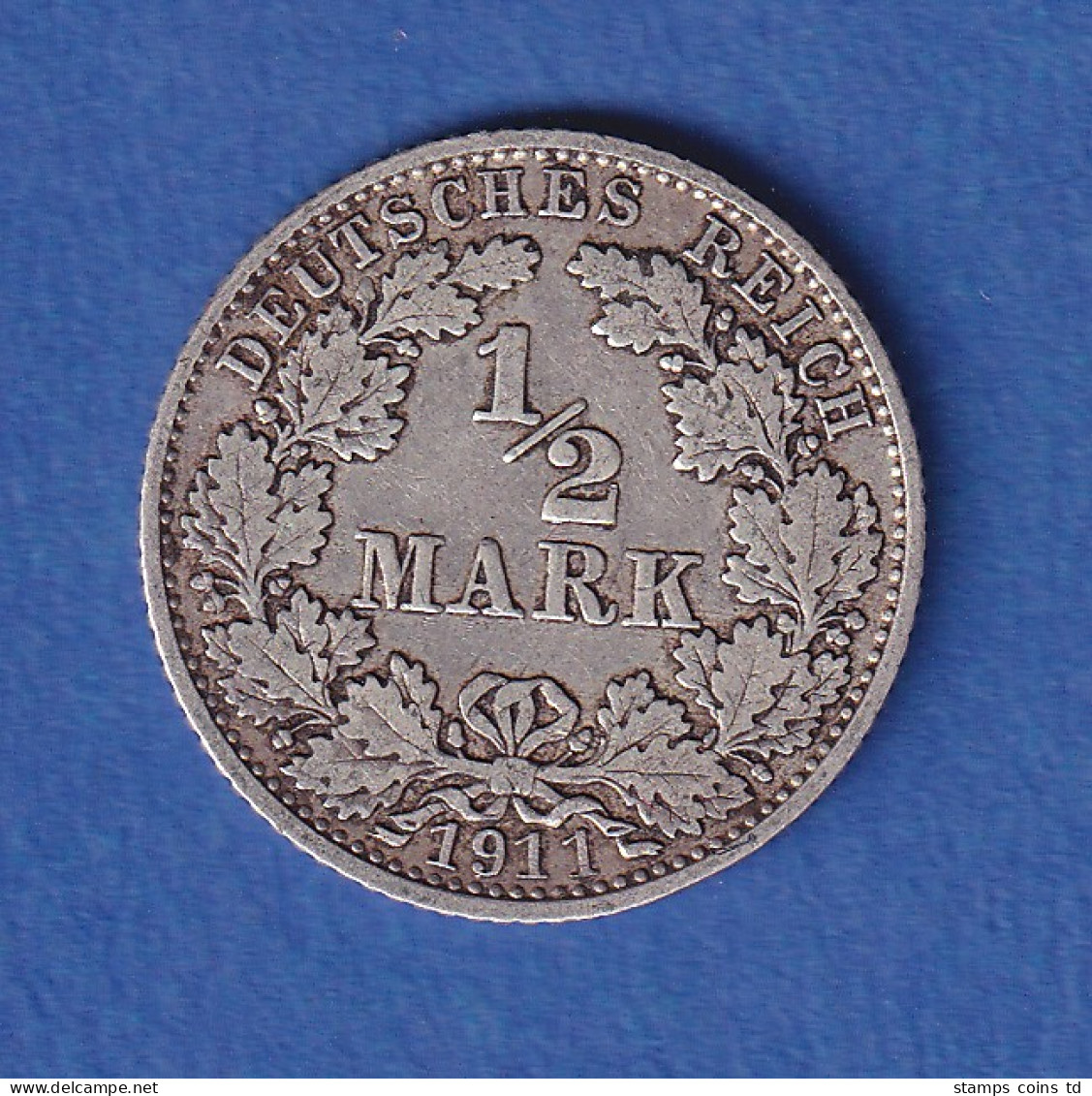 Deutsches Kaiserreich Silber-Kursmünze 1/2 Mark 1911 D Ss - Otros & Sin Clasificación