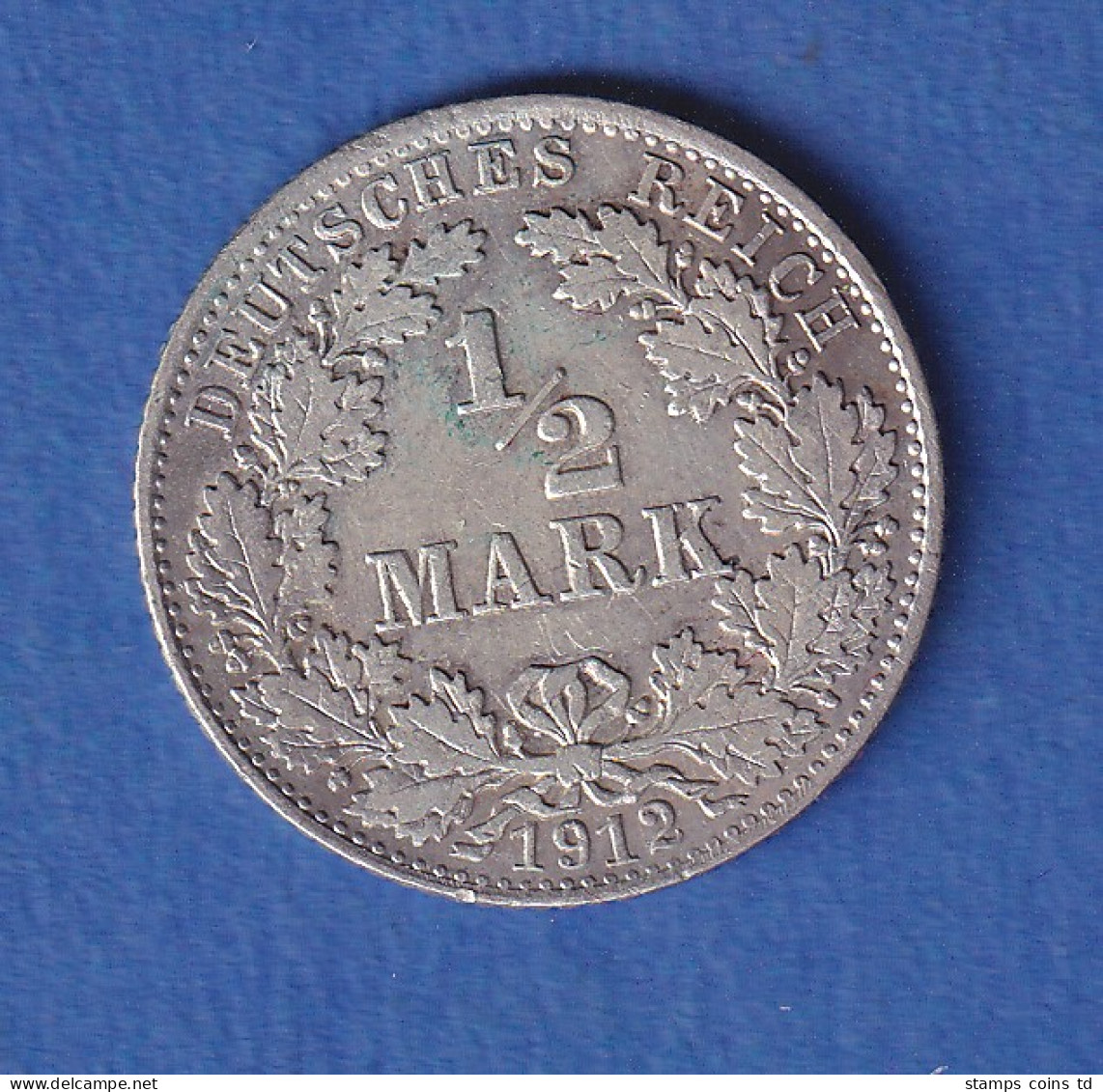 Deutsches Kaiserreich Silber-Kursmünze 1/2 Mark 1912 D Vz - Sonstige & Ohne Zuordnung