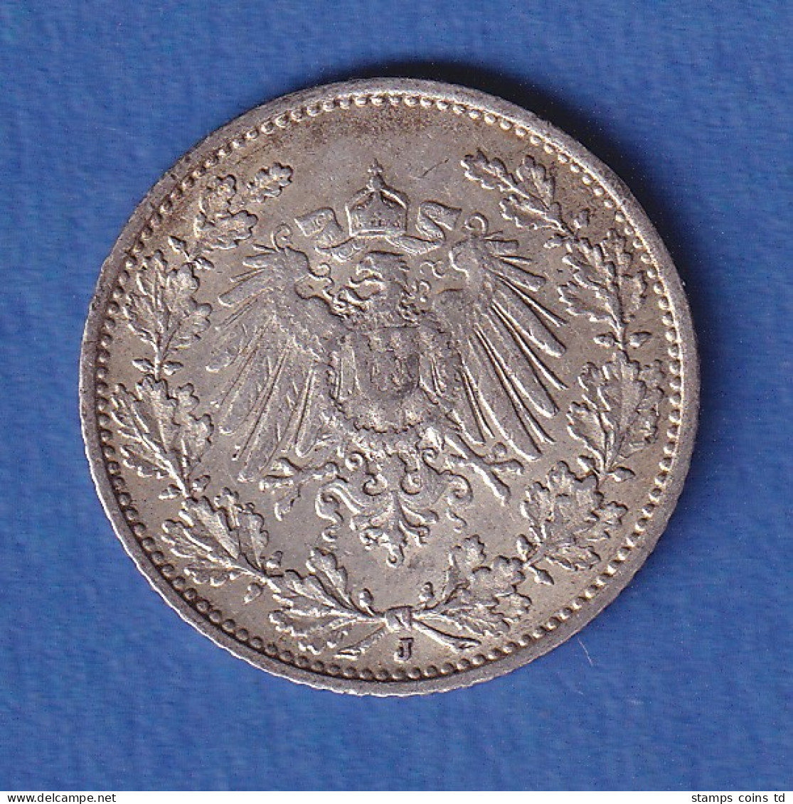 Deutsches Kaiserreich Silber-Kursmünze 1/2 Mark 1913 J Vz - Autres & Non Classés