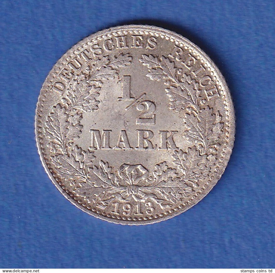 Deutsches Kaiserreich Silber-Kursmünze 1/2 Mark 1913 D Vz - Altri & Non Classificati