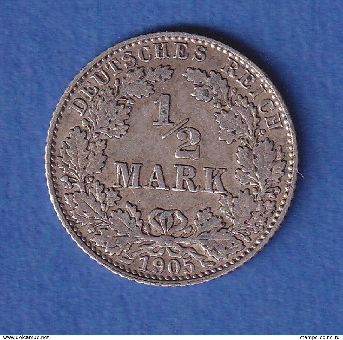 Deutsches Kaiserreich Silber-Kursmünze 1/2 Mark 1905 D Vz - Altri & Non Classificati