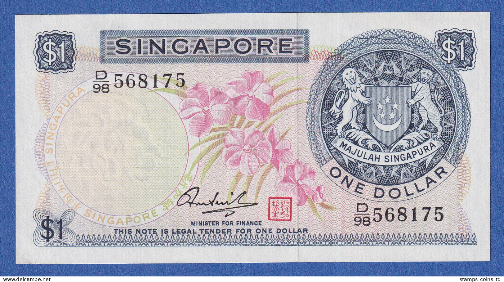 Singapur 1969 Banknote 1 Dollar Bankfrisch, Unzirkuliert. - Autres - Asie