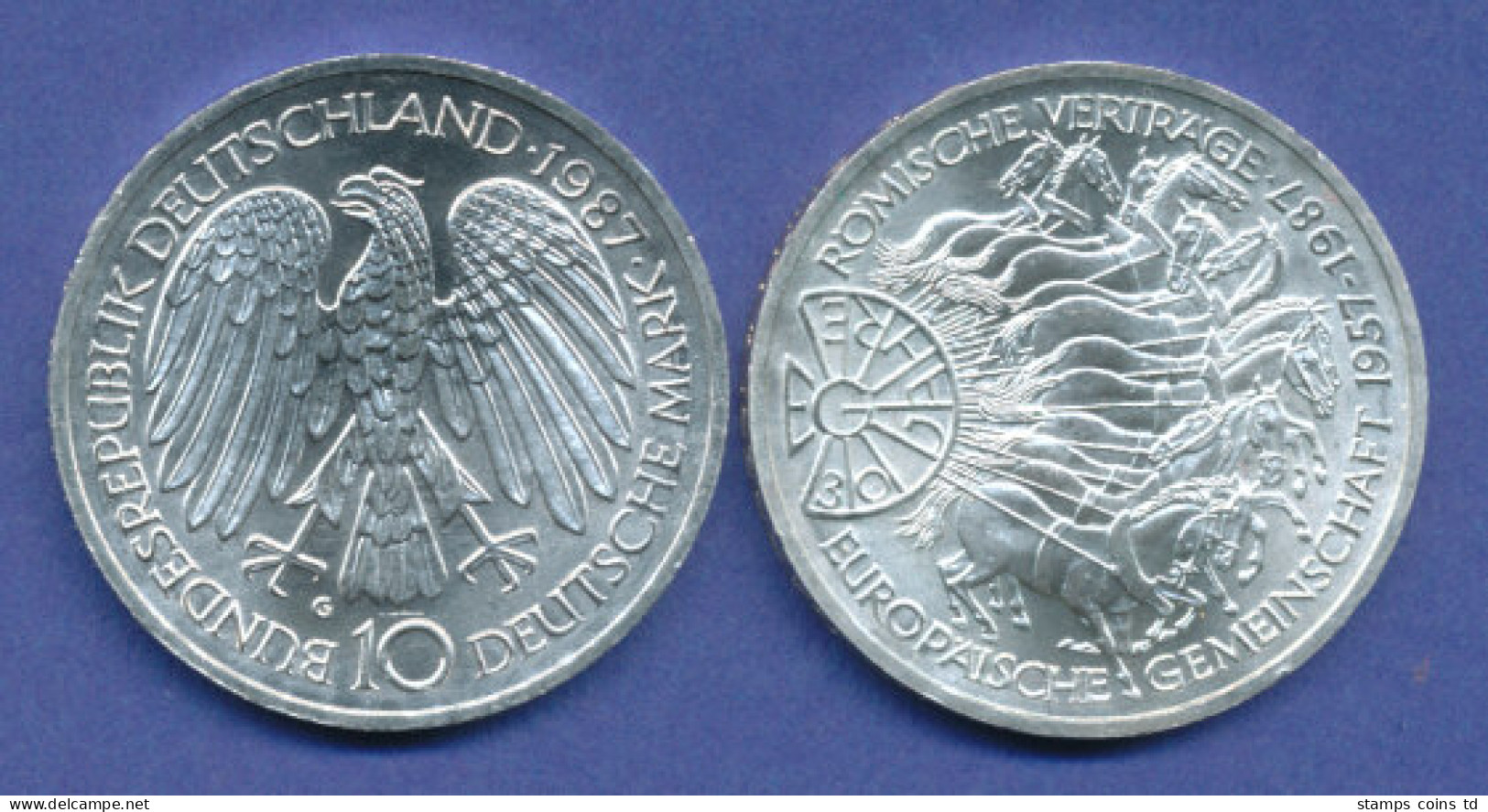 Bundesrepublik 10DM Silber-Gedenkmünze 1987, 30 Jahre EG - 10 Marcos