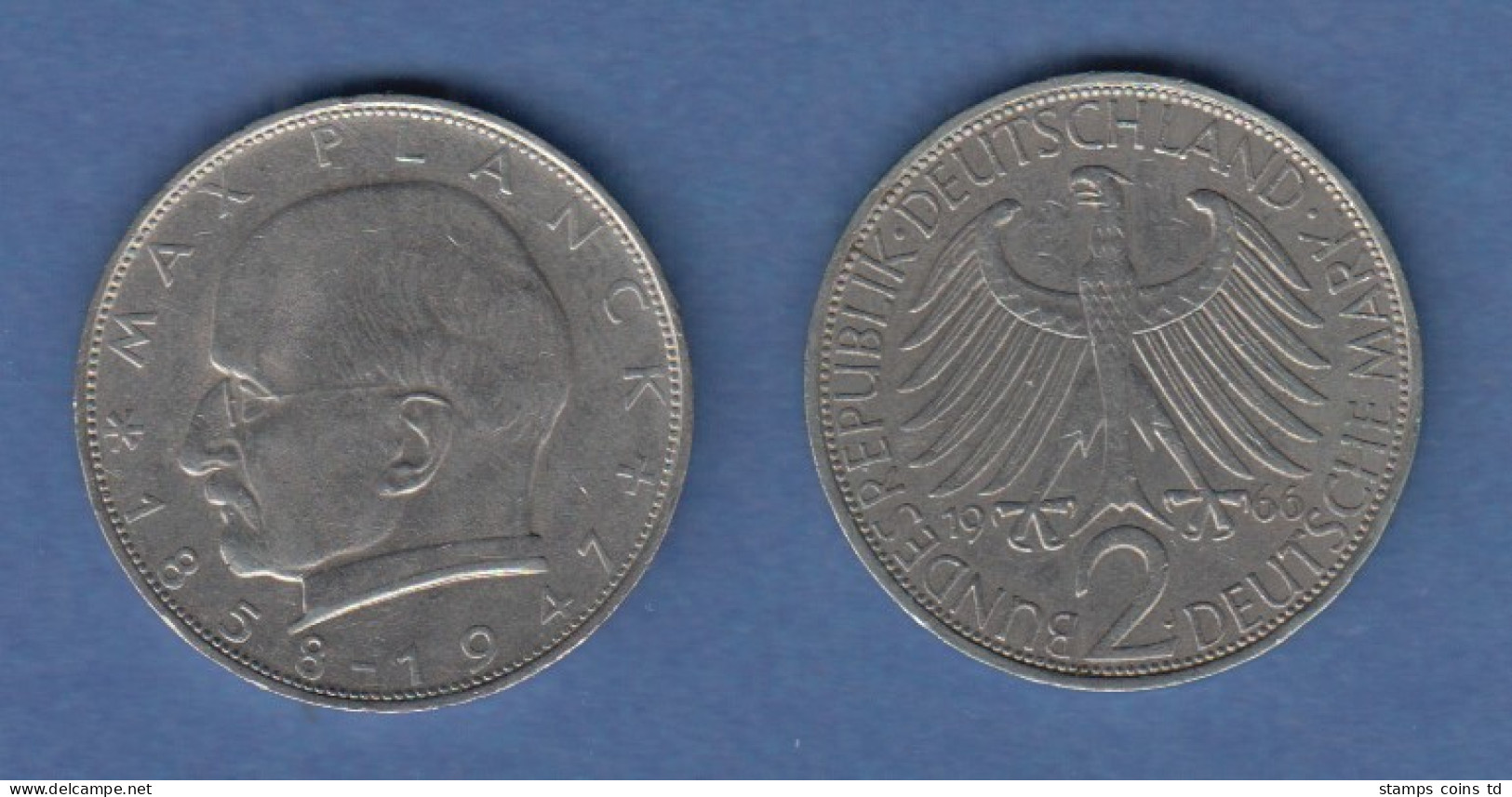 Bundesrepublik Kursmünze 2 Mark Max Planck 1966 J - Otros & Sin Clasificación