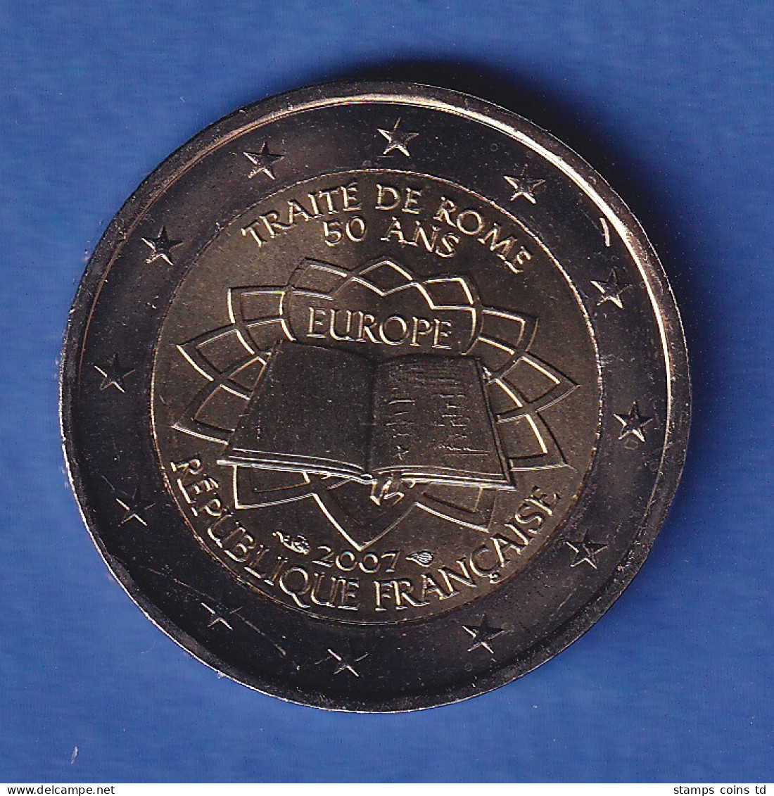Frankreich 2007 2-Euro-Sondermünze Römische Verträge Bankfr. Unzirk.  - Other & Unclassified