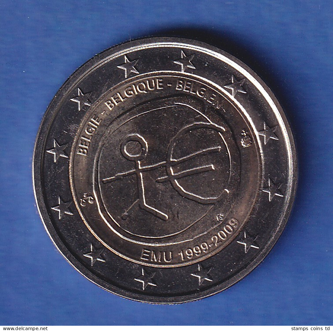 Belgien 2009 2-Euro-Sondermünze Währungsunion Bankfr. Unzirk.  - Autres & Non Classés