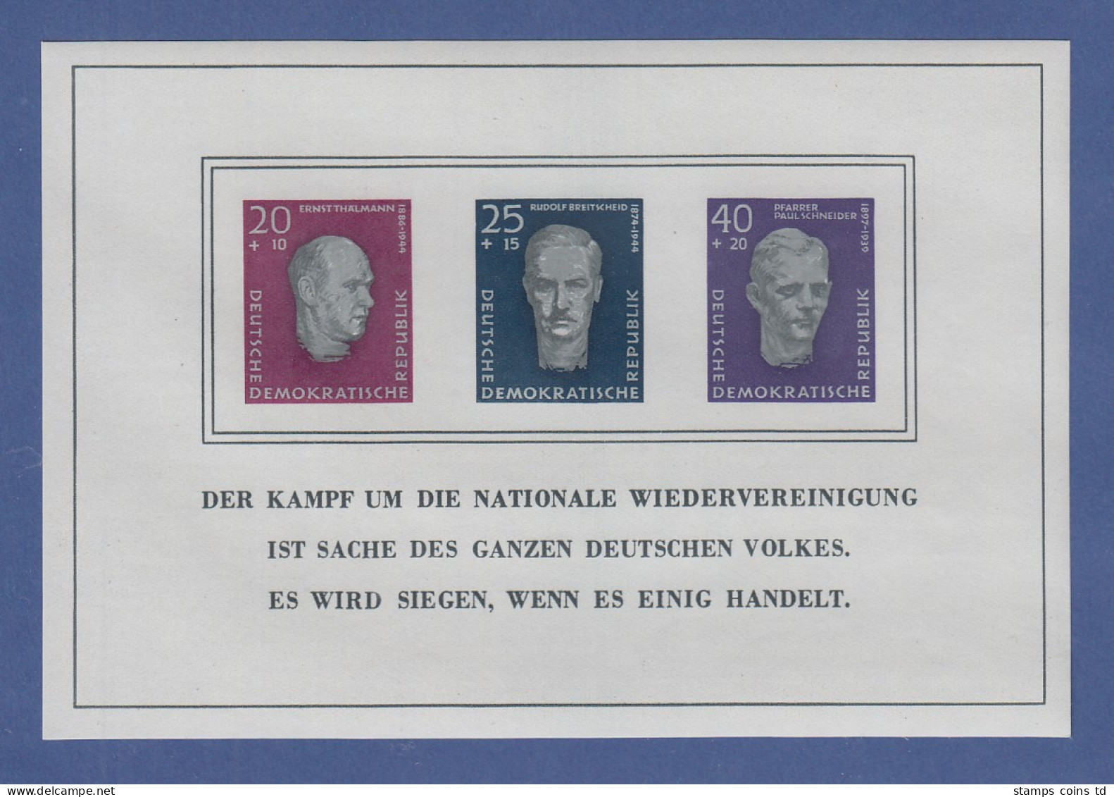 DDR 1958, Blockausgabe Gedenkstätte Buchenwald , Mi.-Nr. Block 15 Postfrisch ** - Ongebruikt