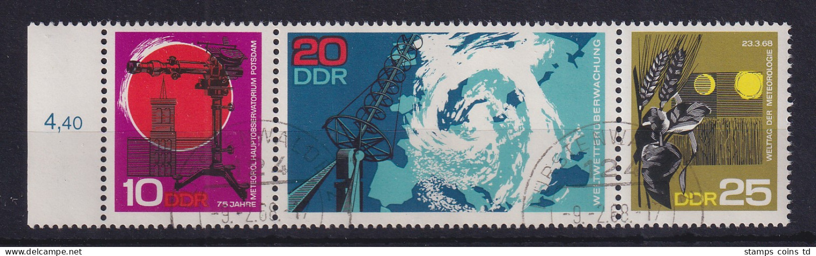 DDR 1968 Meteorologie (Mi.-Nr. 1343-1345) ZSD Mi.-Nr. W Zd 189 O FÜRSTENWALDE - Gebraucht