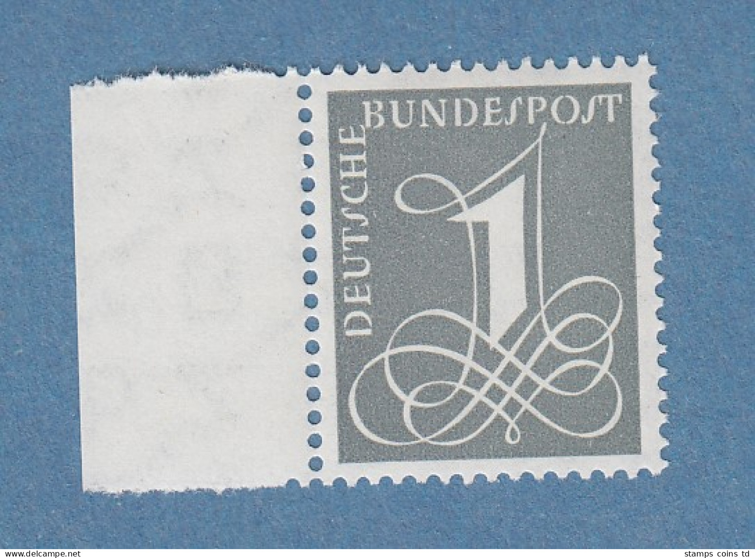 Bund 1958 1Pfg Grau Wz4 X Mi.-Nr. 285X Mit Linkem Seitenrand ** - Ungebraucht