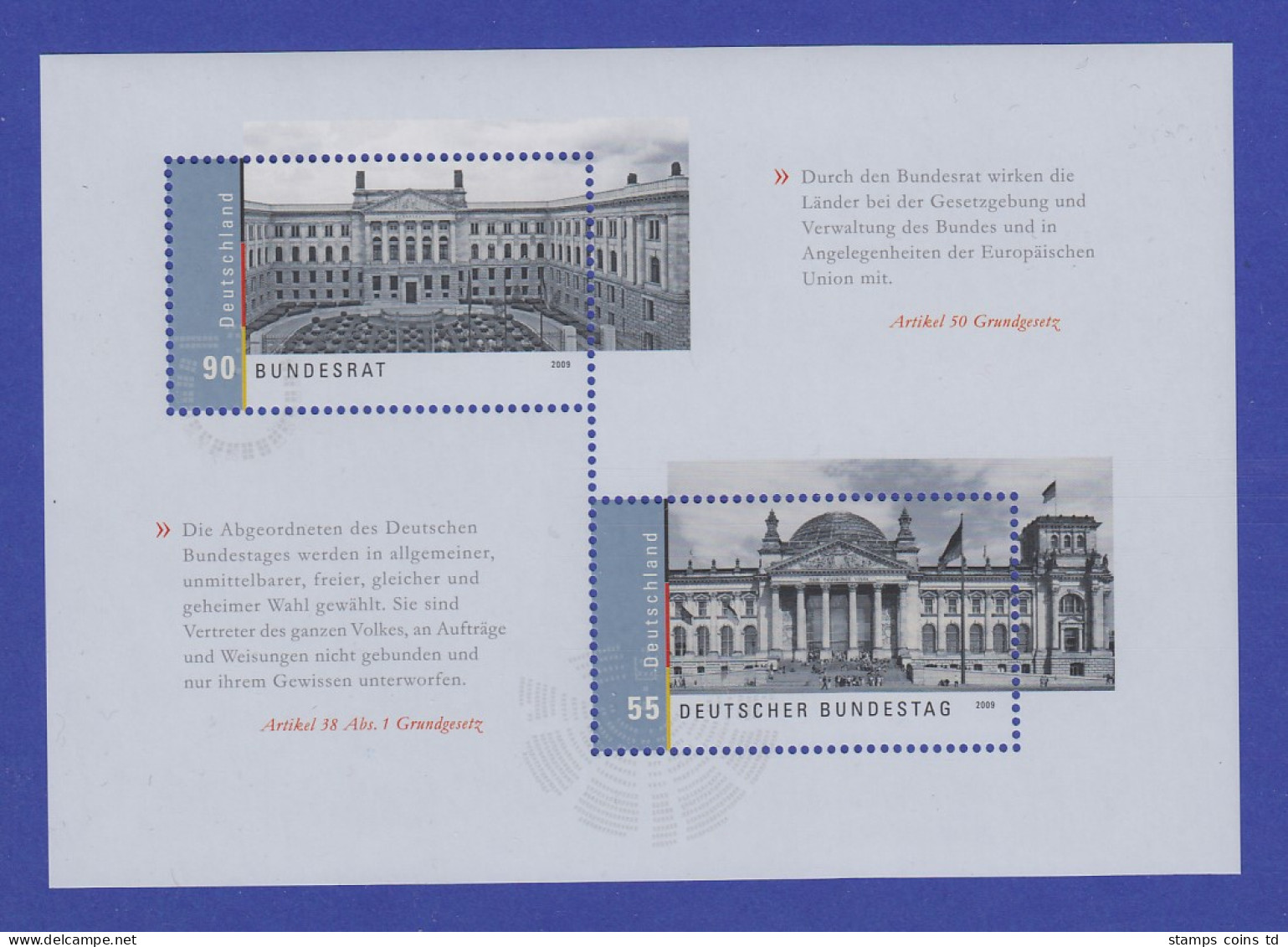 Bundesrepublik 2009 Blockausgabe Deutscher Bundestag  Mi.-Nr. Block 76 ** - Andere & Zonder Classificatie