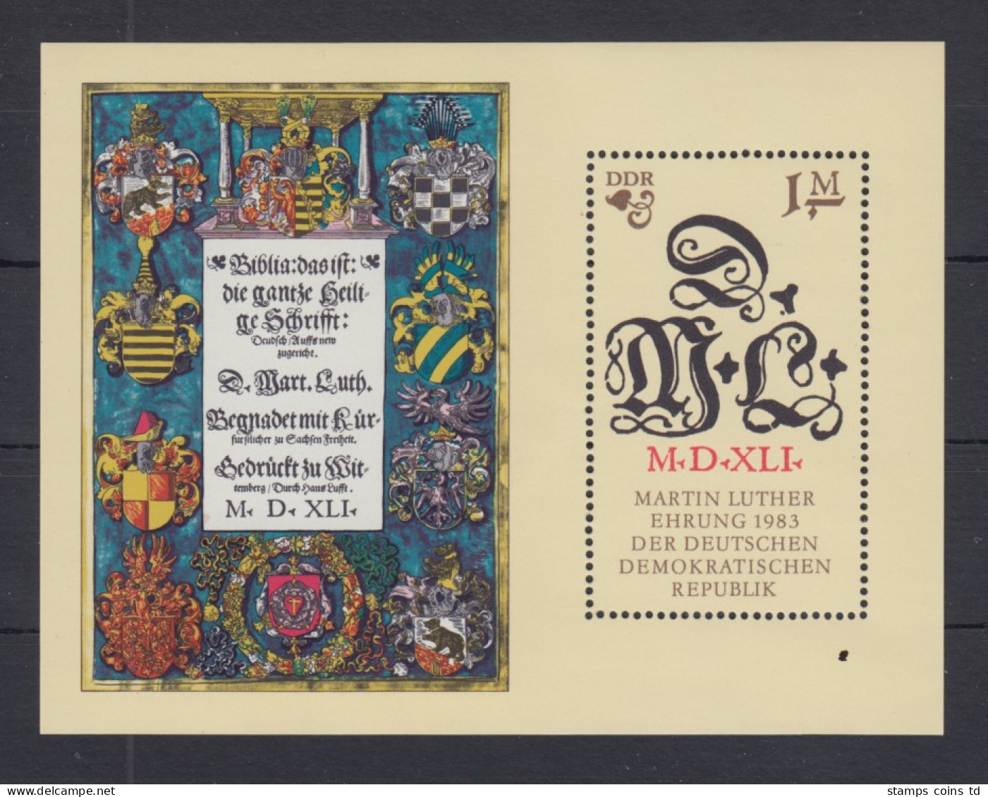 DDR 1983 Blockausgabe 500. Geb. Von Martin Luther  Mi.-Nr. Block 73 ** - Ungebraucht