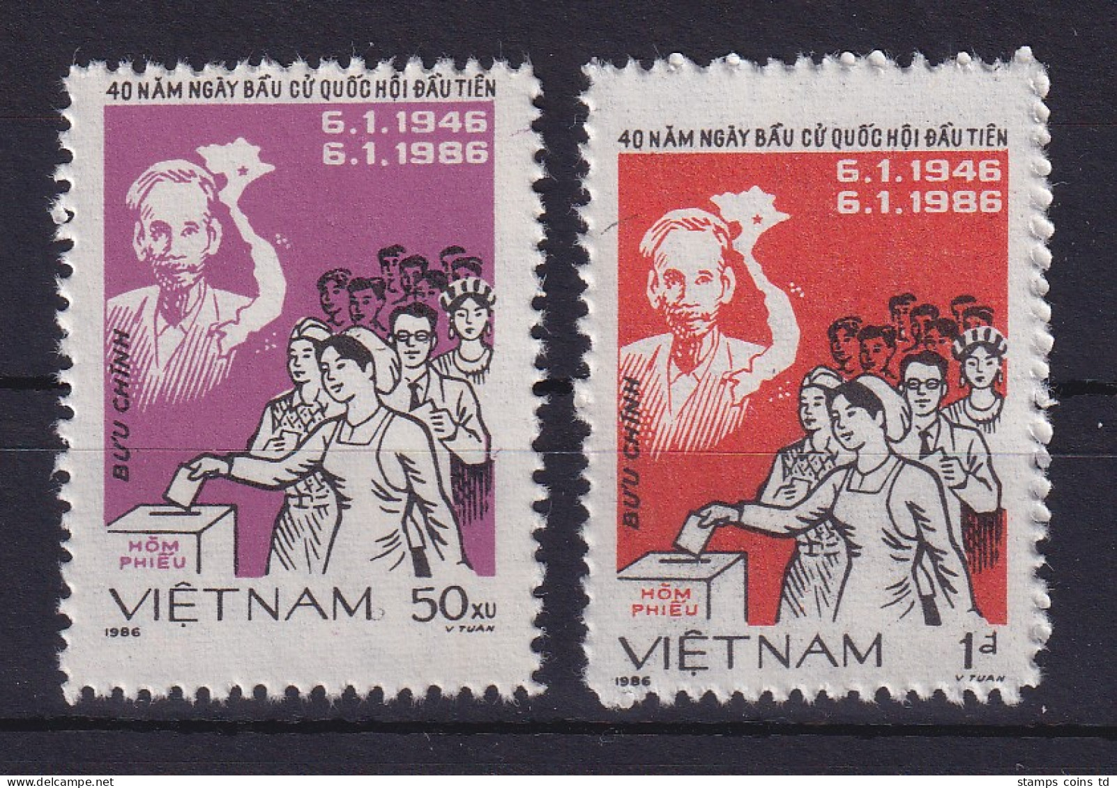 Vietnam 1986 Nationale Wahlen Mi.-Nr. 1654-1655 Postfrisch Ohne Gummierung (*) - Vietnam