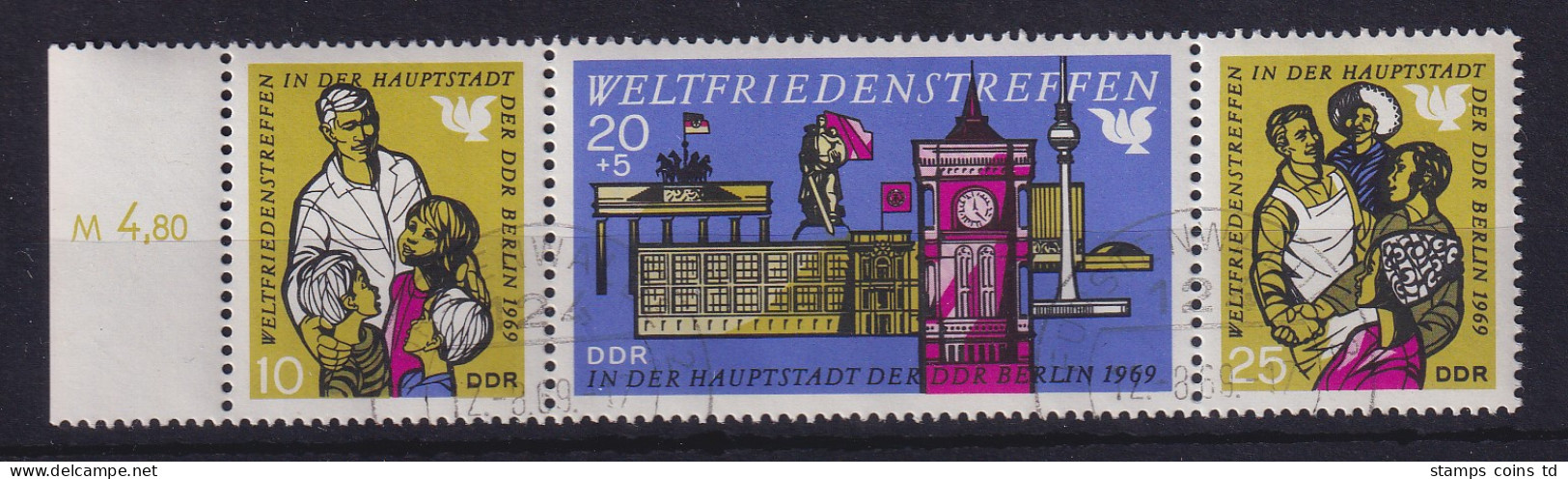 DDR 1969 Friedenstreffen (Mi.-Nr. 1478-1480) ZSD Mi.-Nr. W Zd 207 O FÜRSTENWALDE - Usati