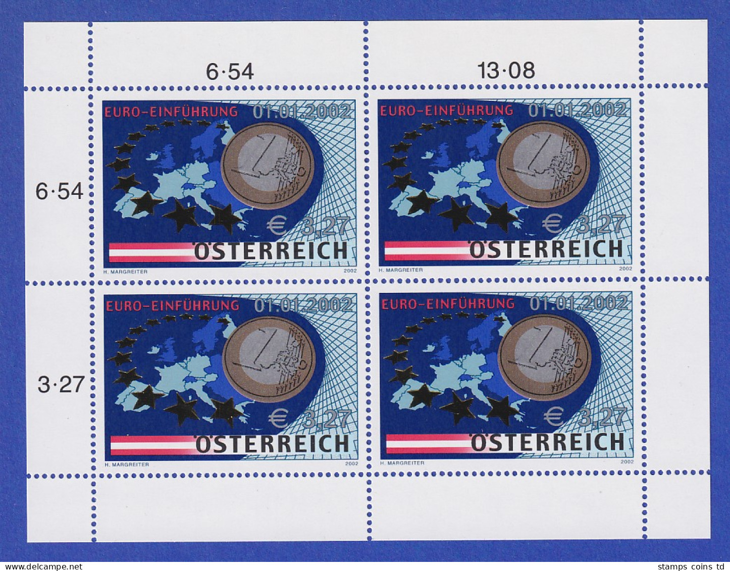 Österreich 2002 Euro Einführung Mi.-Nr. 2368 Kleinbogen ** - Neufs