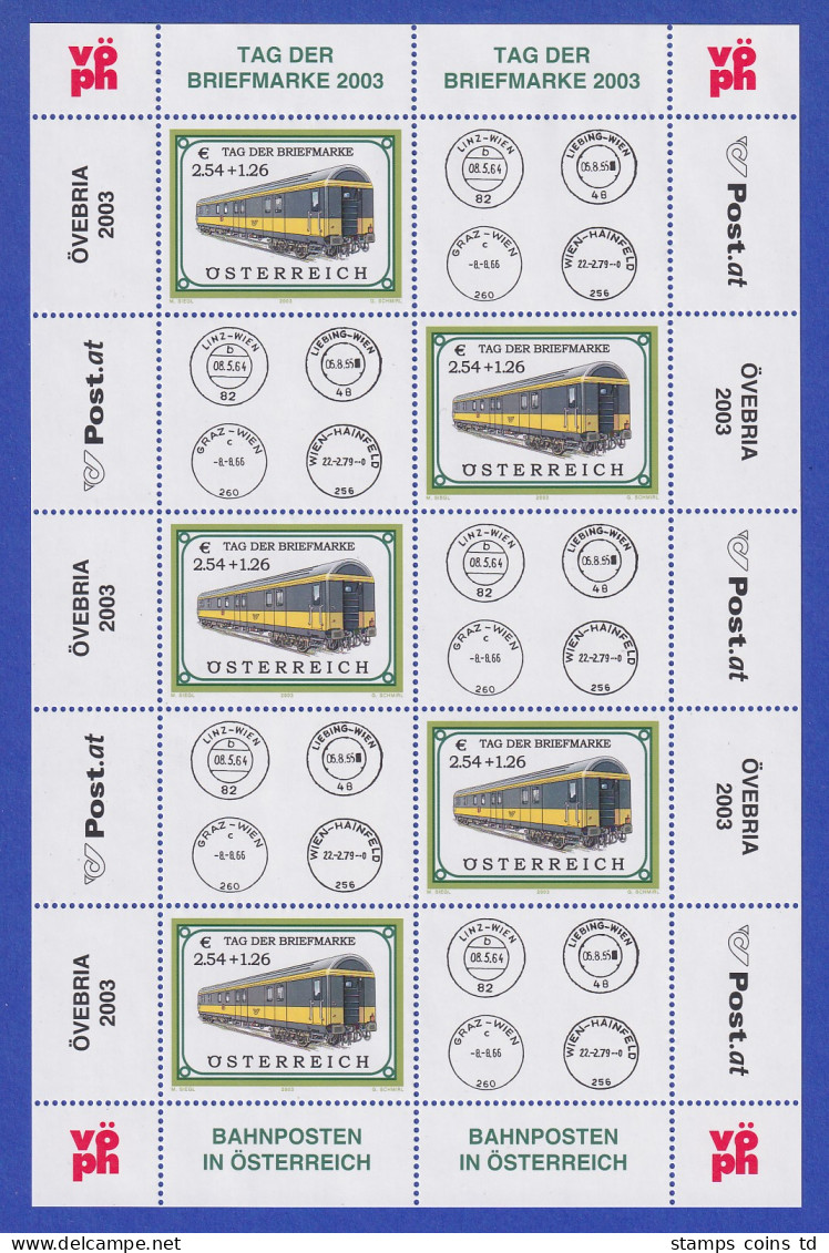 Österreich 2003 Tag Der Briefmarke Bahnpostwagen Mi.-Nr. 2414 Kleinbogen ** - Neufs