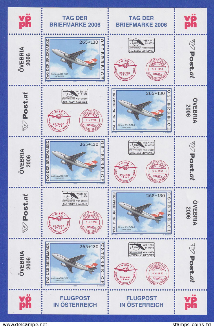 Österreich 2006 Tag Der Briefmarke Airbus A310 Mi.-Nr. 2606 Kleinbogen ** - Neufs