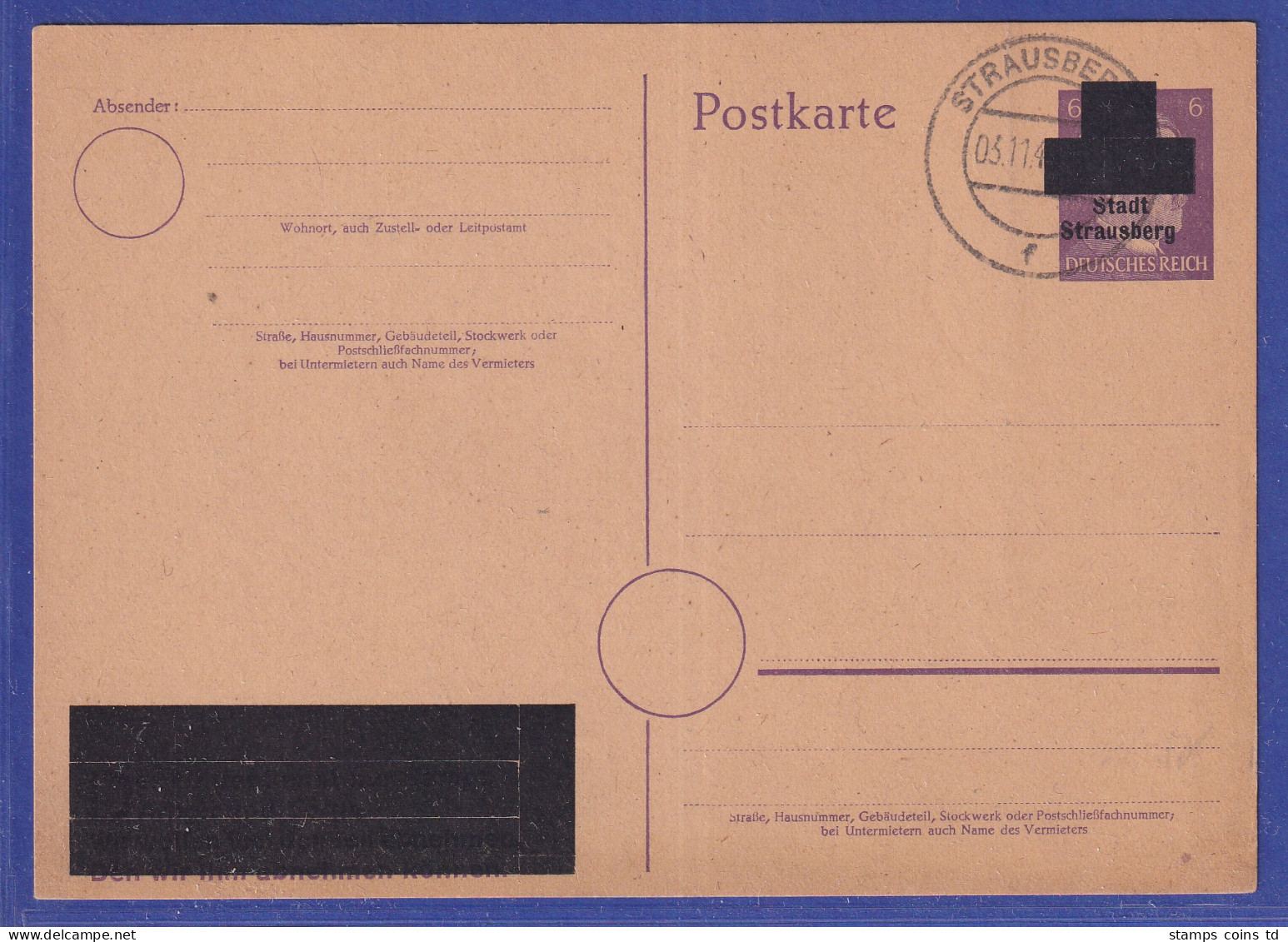 Lokalausgaben Strausberg Ganzsache Wertaufdruck E Mi-Nr. P E893 II Gestempelt - Storia Postale