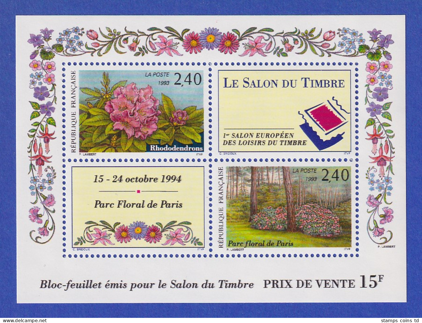 Frankreich 1993 SALON DU TIMBRE Mi.-Nr. Bl.13 ** - Other & Unclassified