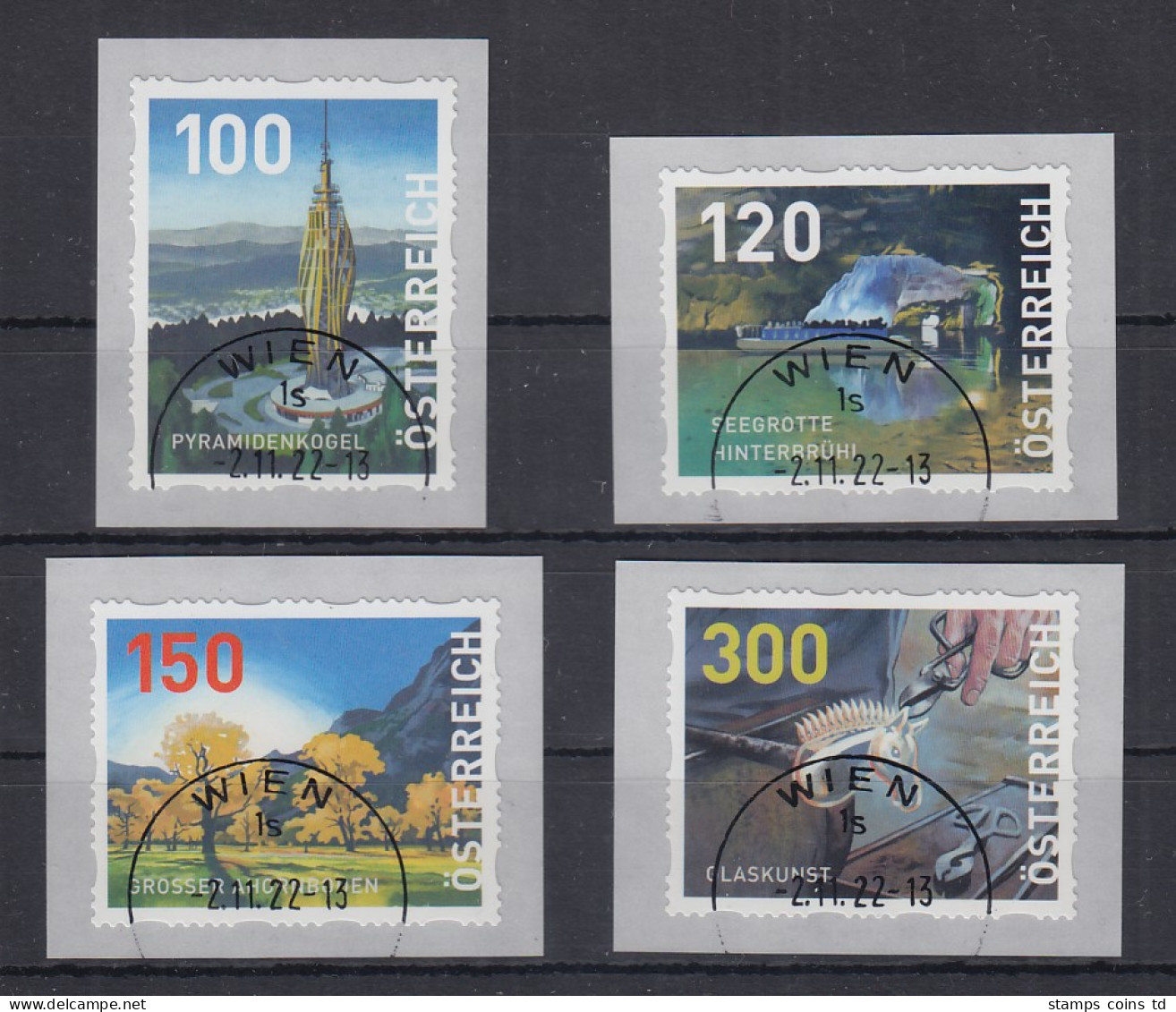 Österreich 2022 Dispenser-Marken 3. Ausgabe Heimat Satz 4 Werte Neue Motive O - Used Stamps