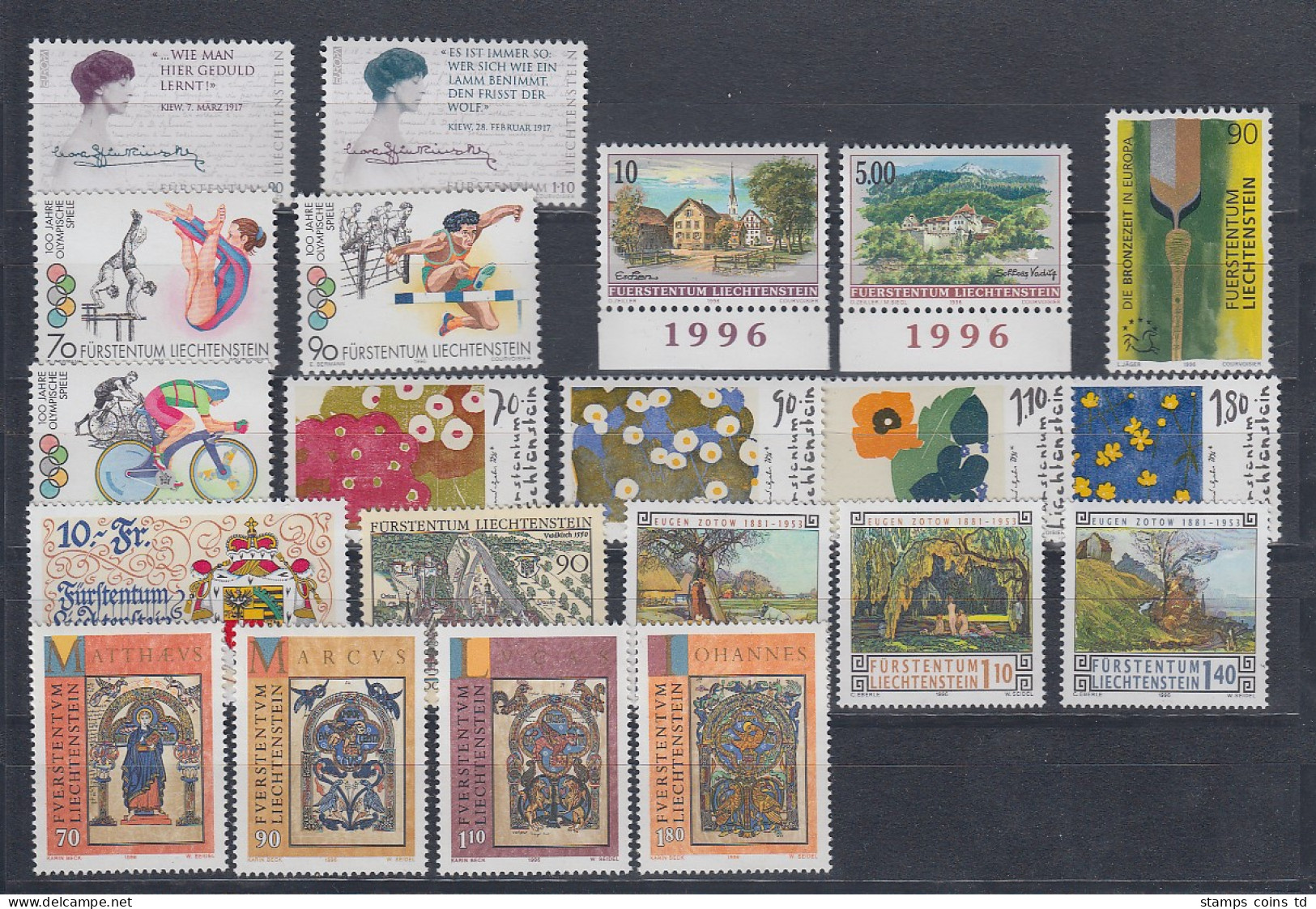 Liechtenstein Kompletter Briefmarken Jahrgang 1996 Postfrisch **   - Andere & Zonder Classificatie