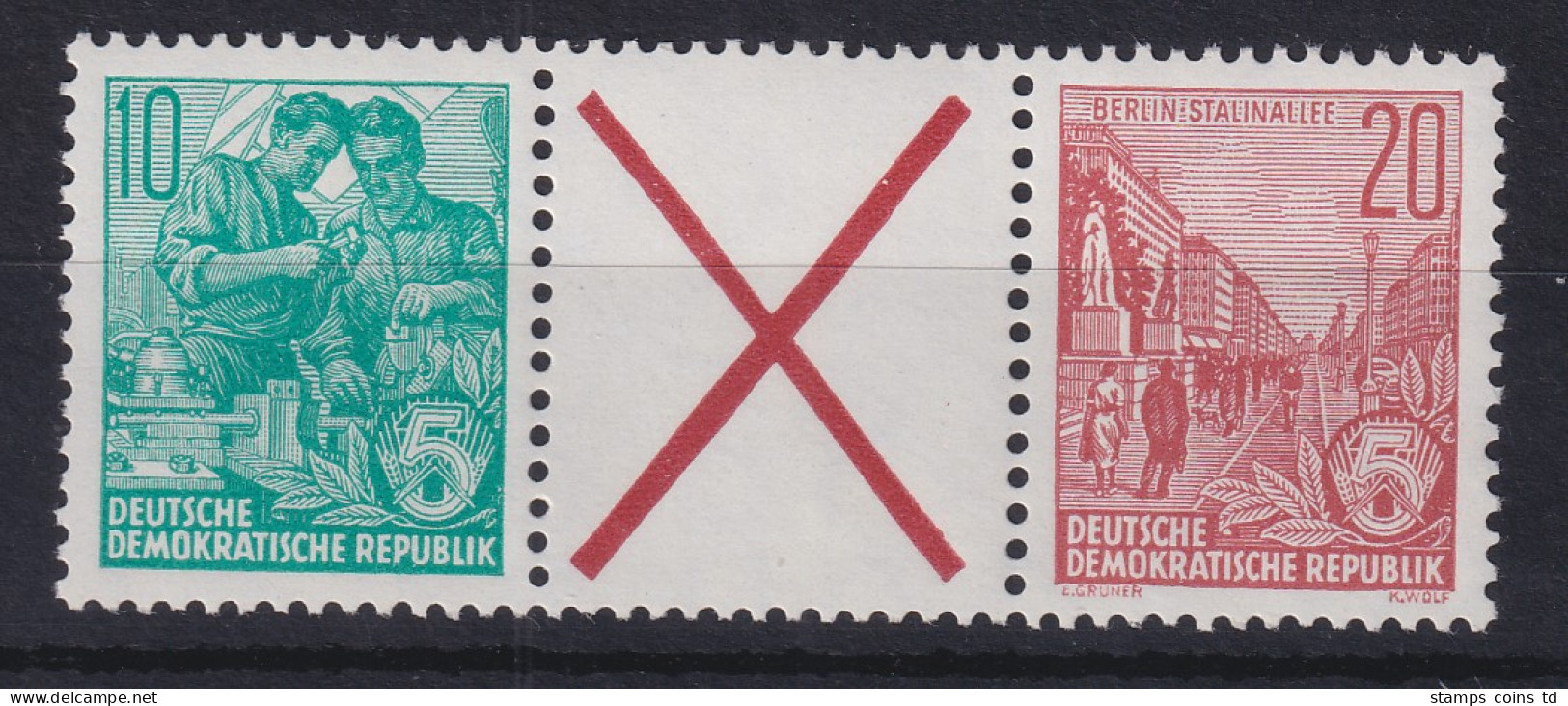 DDR 1960 5-Jahresplan Waag. Zusammendruck WZ 10 ** - Se-Tenant