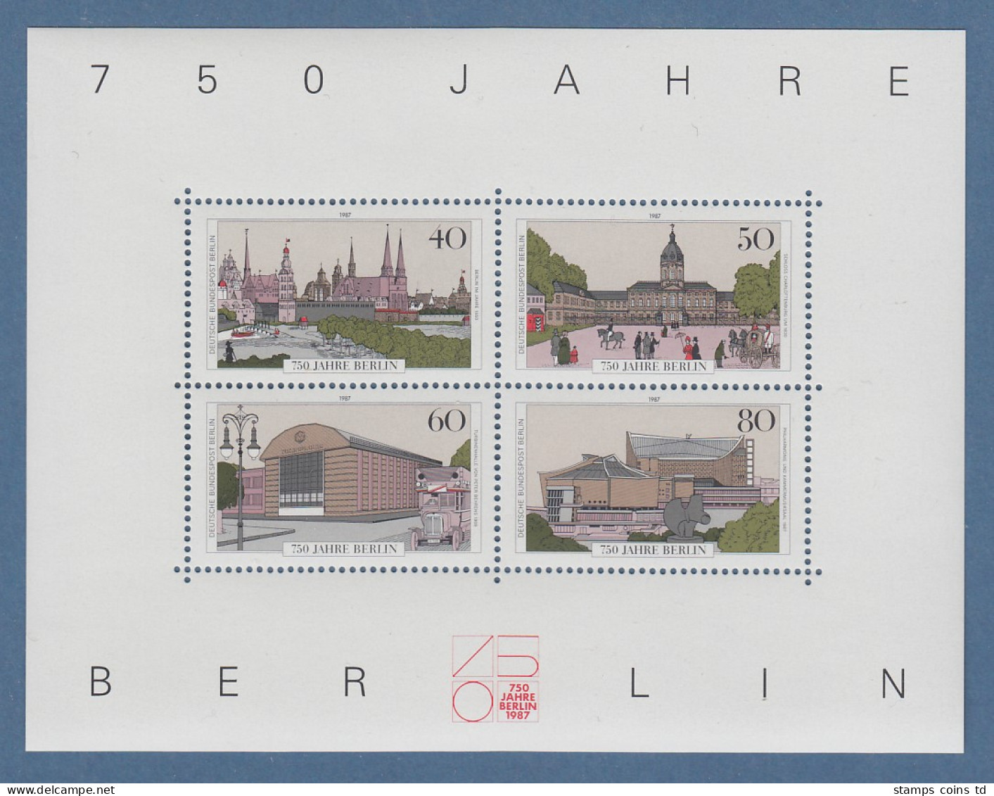 Berlin 1987 Blockausgabe 750 Jahre Berlin Mi.-Nr. Block 8 ** - Unused Stamps