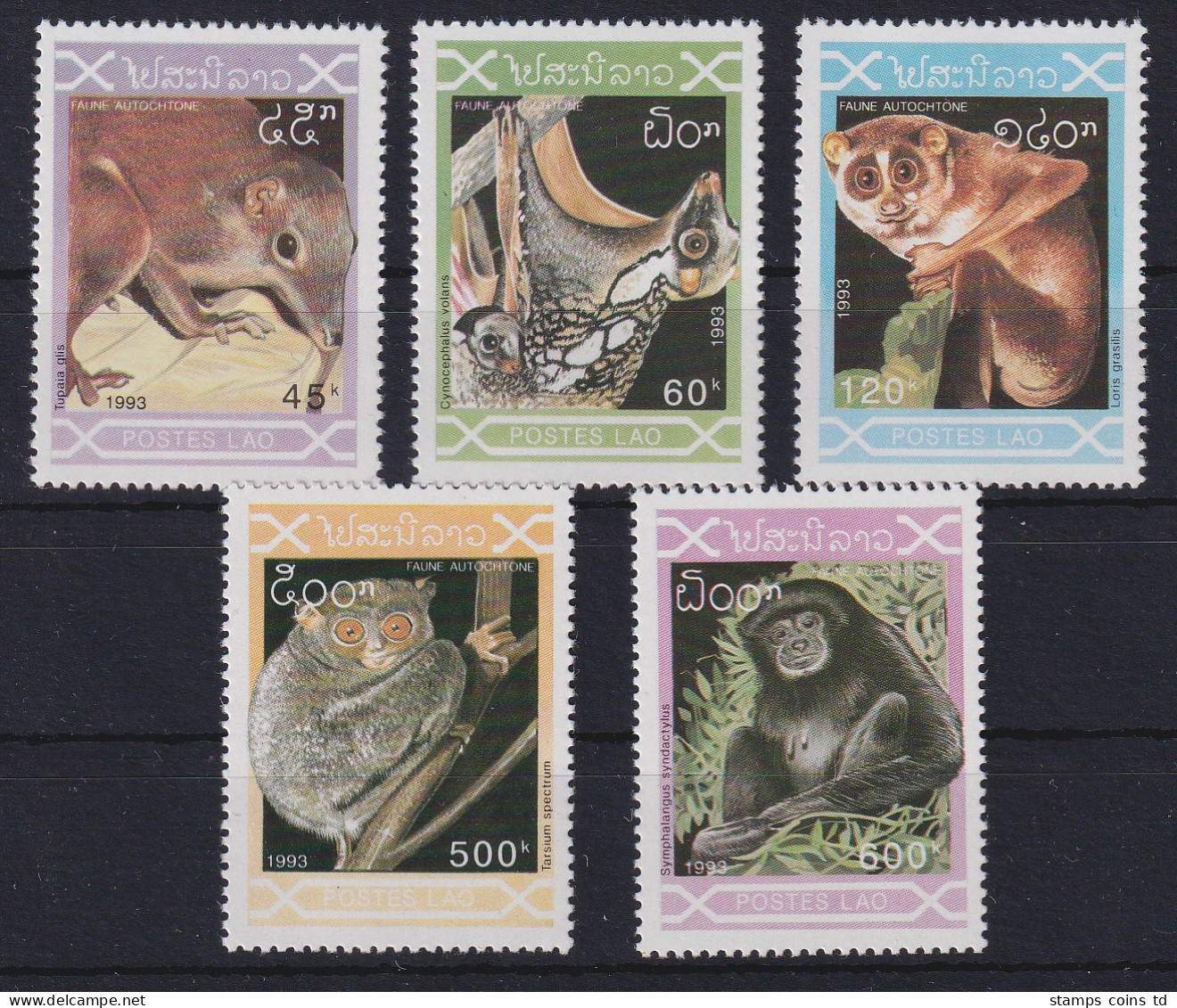 Laos 1993 Säugetiere Hörnchen Lemuren Affe Mi.-Nr. 1353-1357 Postfrisch **  - Laos