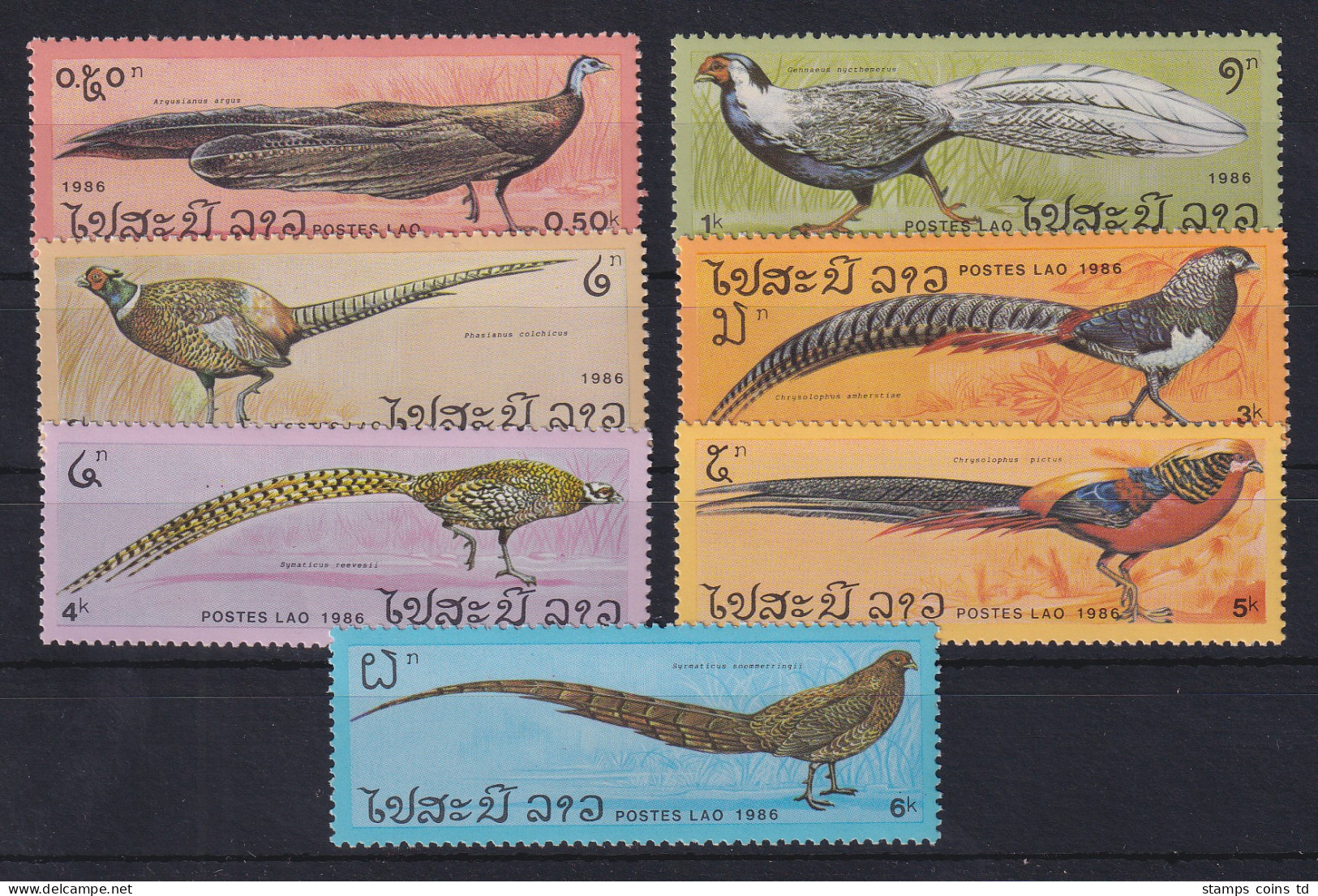 Laos 1986 Vögel Fasane Mi.-Nr. 922-928  Postfrisch **  - Laos