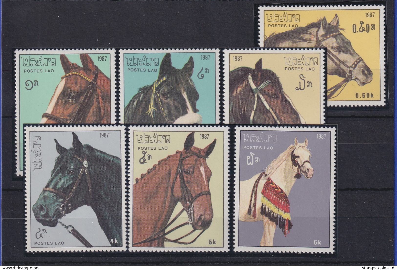 Laos 1987 Pferde  Mi.-Nr. 1003-1009 Postfrisch **  - Laos