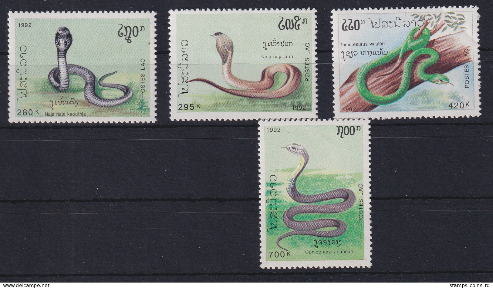 Laos 1992 Giftschlangen Mi.-Nr. 1312-1315 Postfrisch **  - Laos