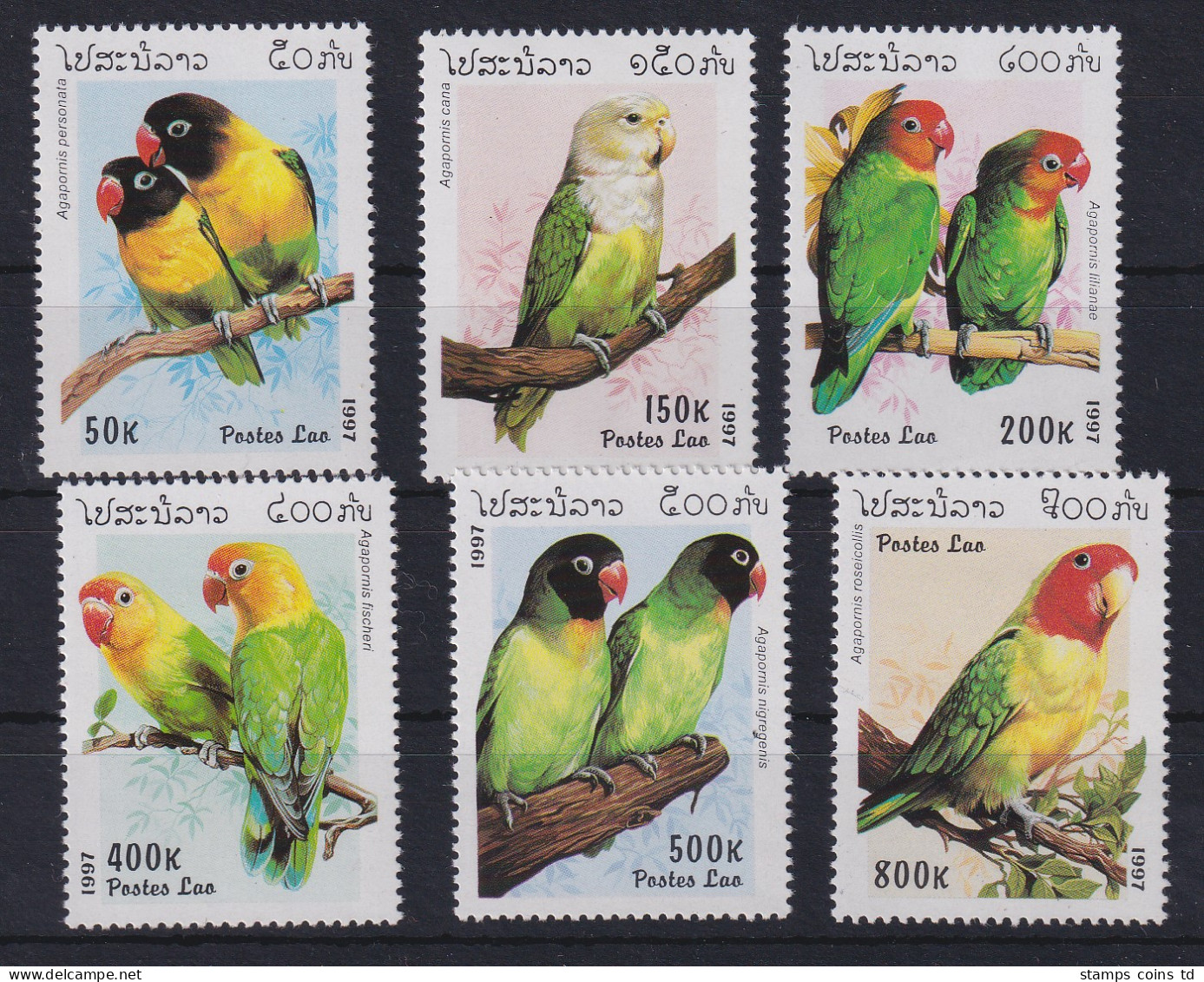 Laos 1997 Papageien Unzertrennliche Mi.-Nr. 1564-1569 Postfrisch **  - Laos