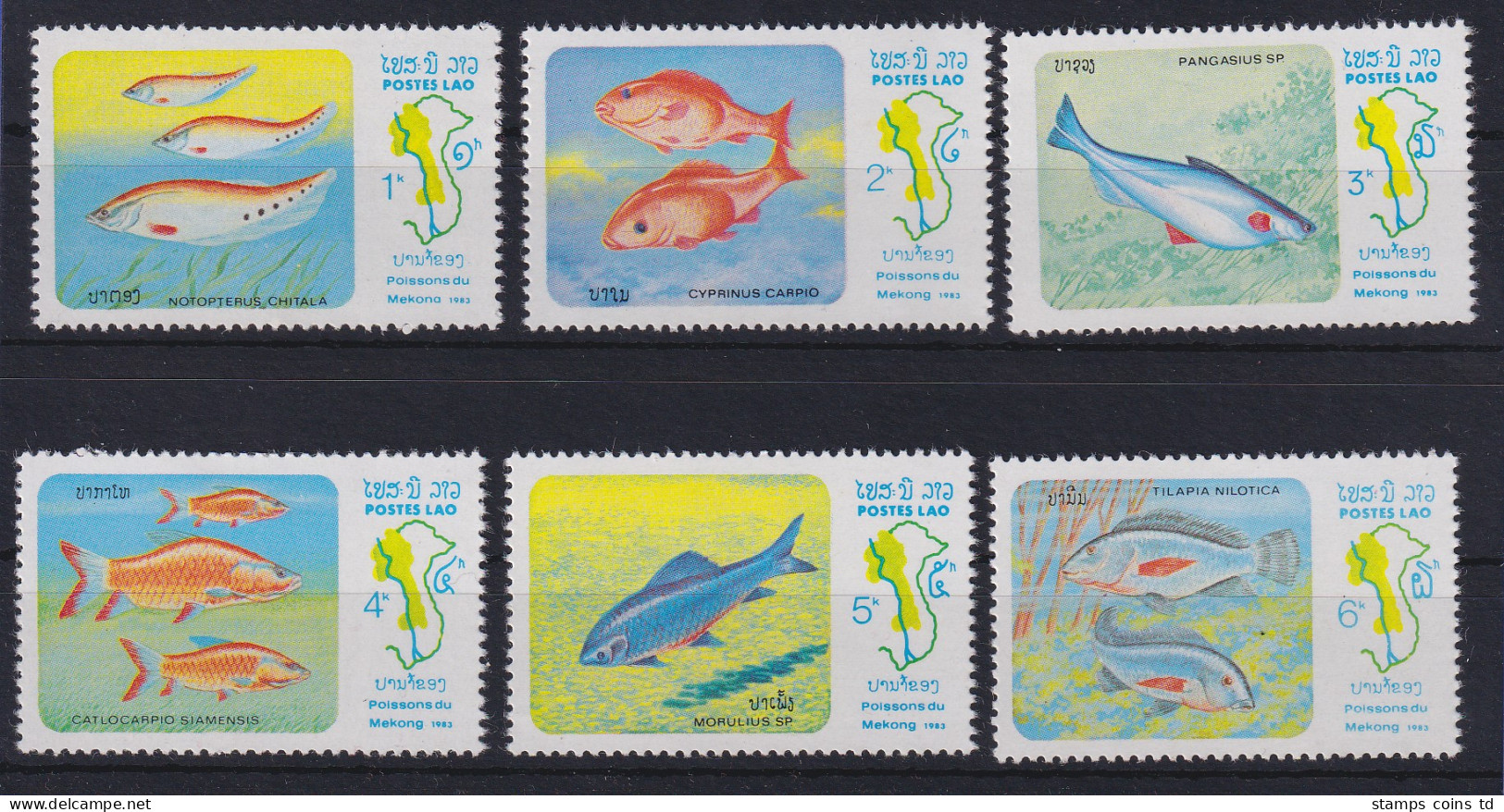 Laos 1983 Fische Aus Dem Mekong Mi.-Nr. 670-675 Postfrisch **  - Laos