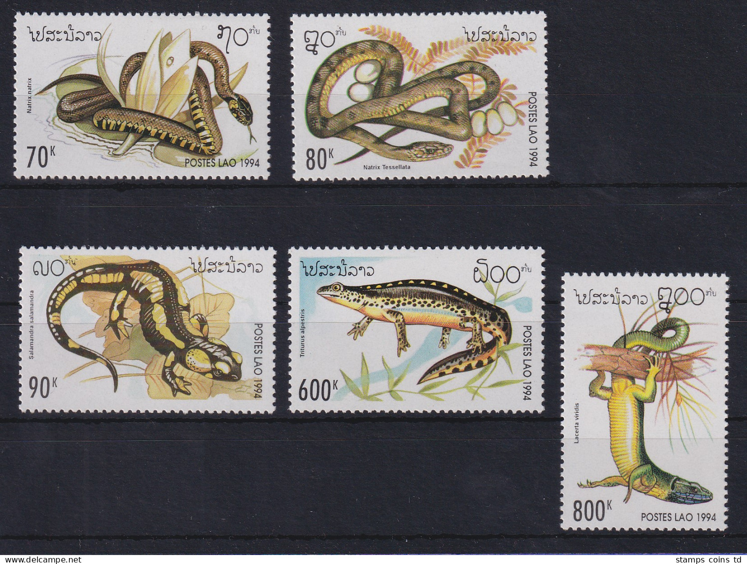 Laos 1994 Reptilien Und Amphibien Mi.-Nr. 1414-1418 Postfrisch **  - Laos
