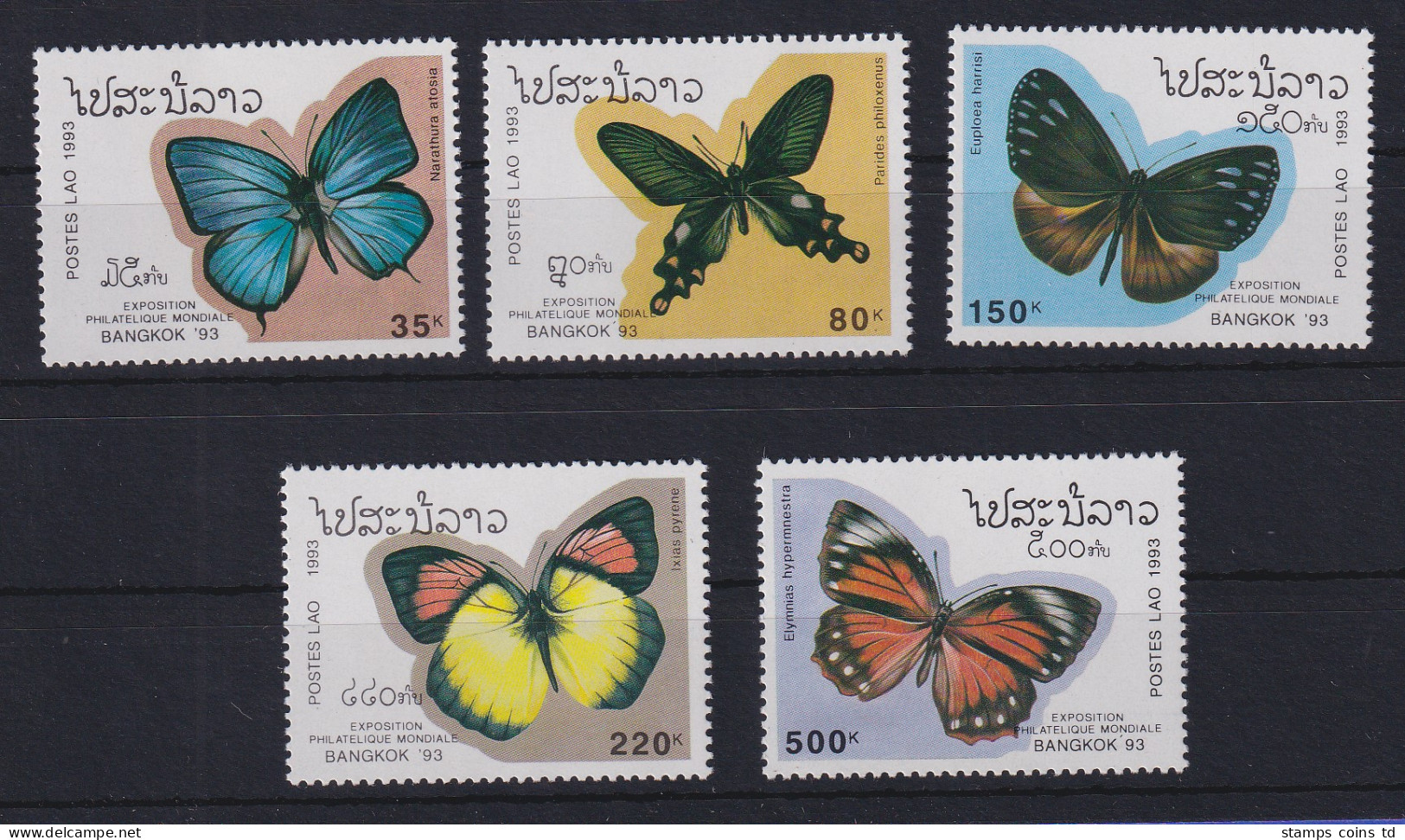 Laos 1993 Schmetterlinge Mi.-Nr. 1378-1382 Postfrisch **  - Laos