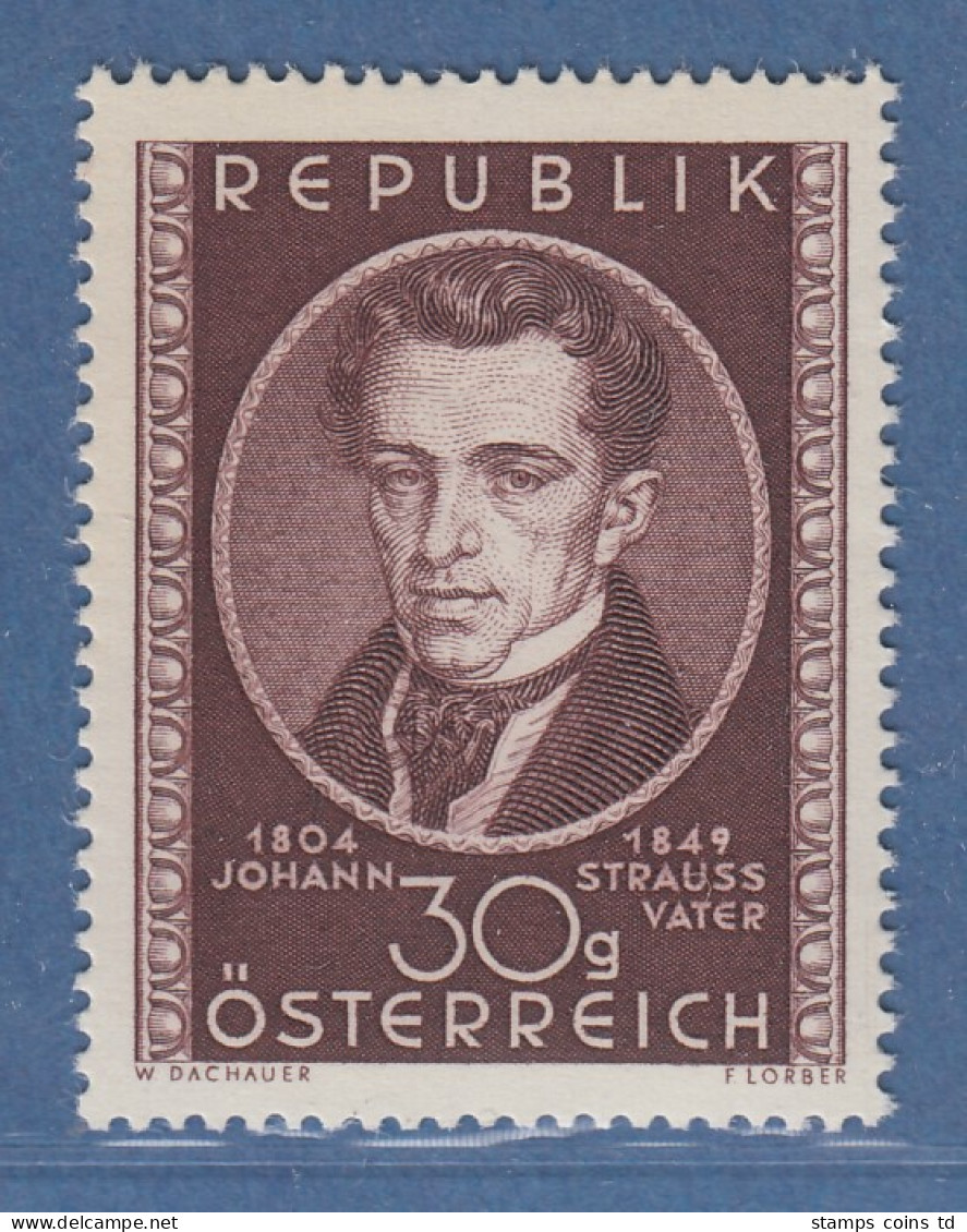 Österreich 1949 Sondermarke 100. Todestag Von Johann Strauß (Vater) Mi.-Nr. 942 - Neufs