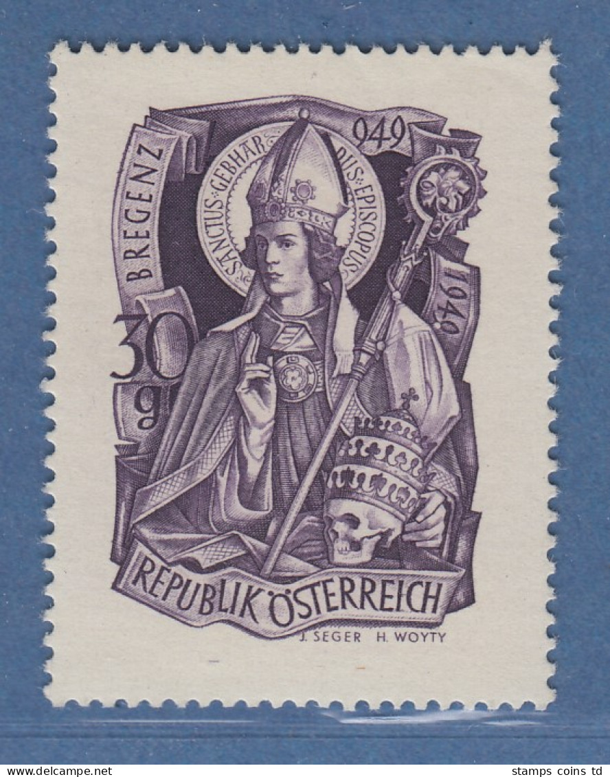 Österreich 1949 Sondermarke 1000. Geburtstag Des Hl. Gebhard Mi.-Nr. 936 - Neufs