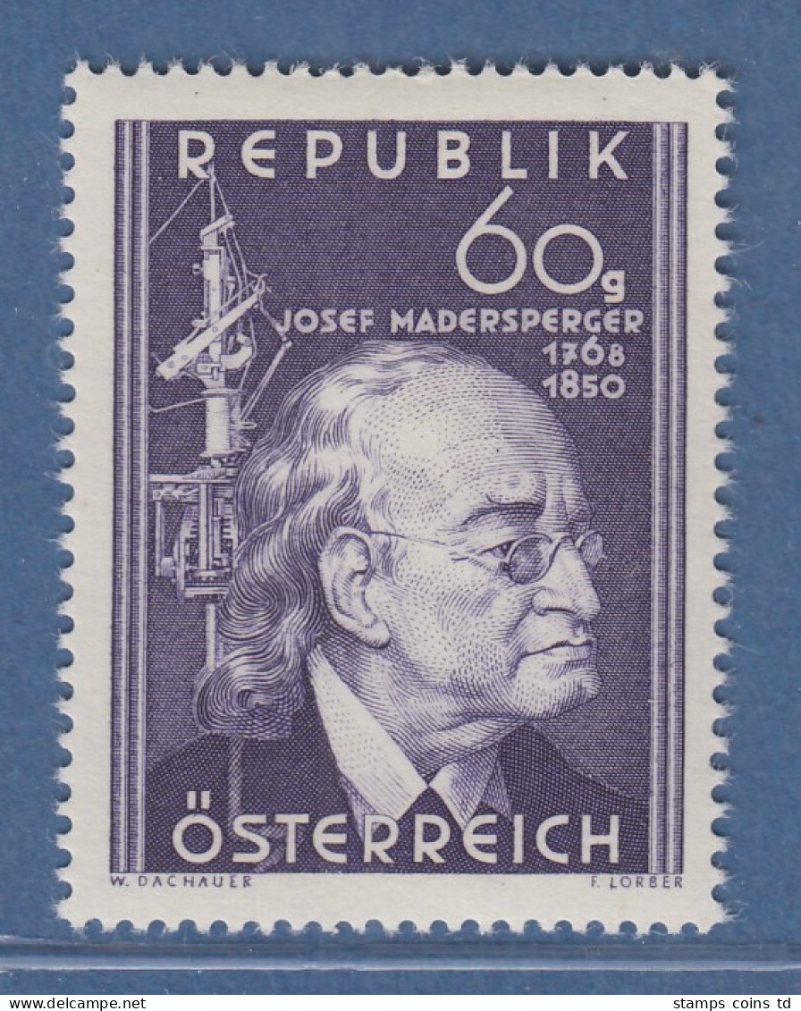 Österreich 1950 Sondermarke 100. Todestag Von Josef Madersperger Mi.-Nr. 951 - Neufs