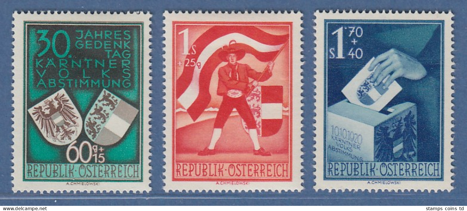 Österreich 1950 Sondermarken Volksabstimmung In Kärnten Mi.-Nr. 952-954 - Neufs