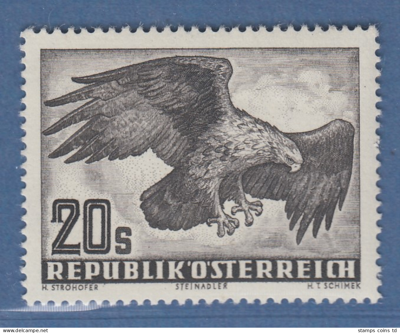 Österreich 1952 Freimarke Vögel: Steinadler Gelbl. Pap. Mi.-Nr. 968x - Neufs