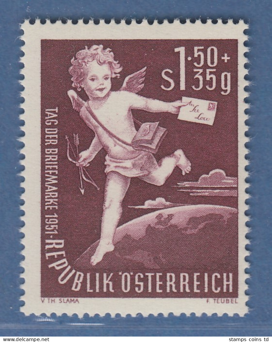 Österreich 1952 Sondermarke Tag Der Briefmarke Amor Mit Brief Mi.-Nr. 972 - Ongebruikt