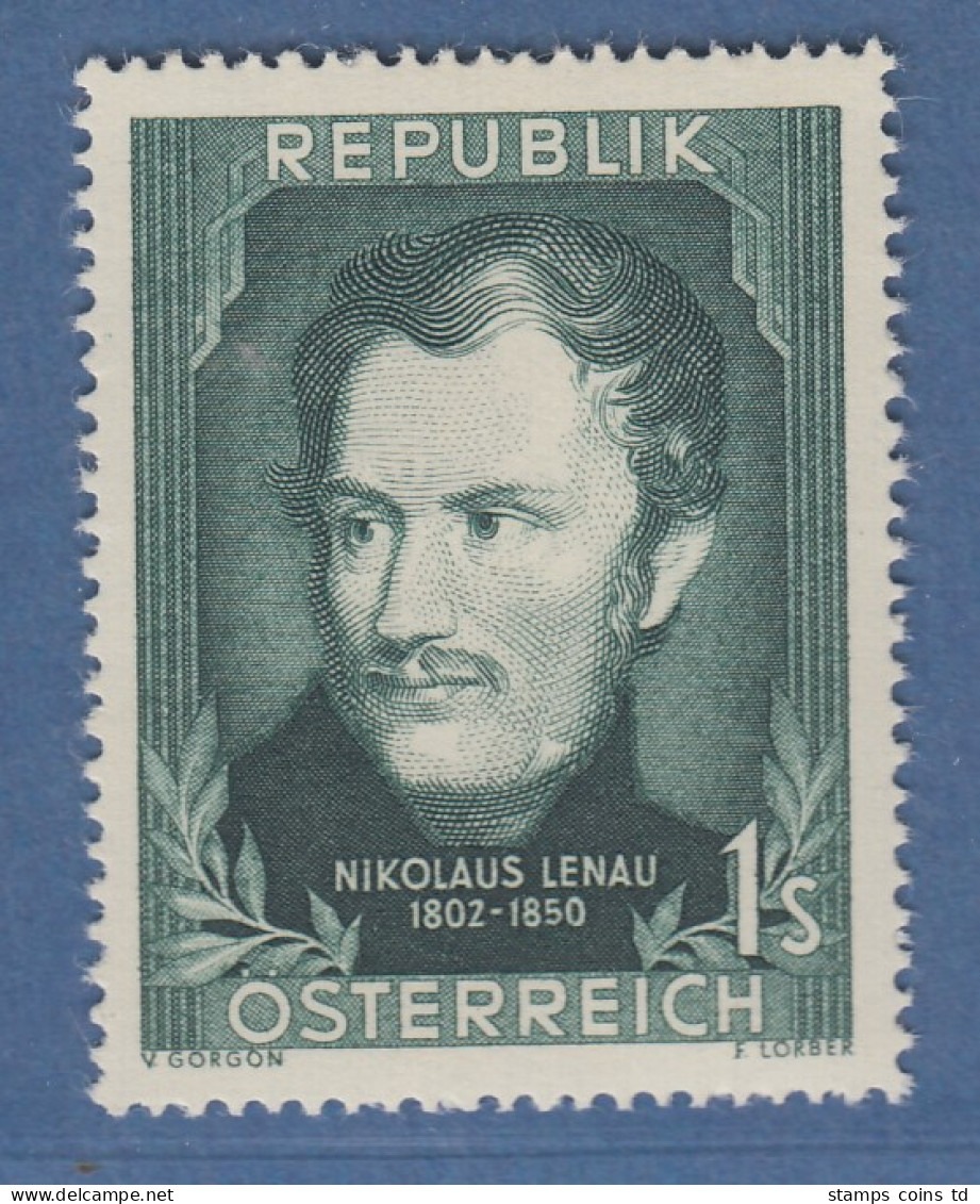 Österreich 1952 Sondermarke 150. Geburtstag Von Nikolaus Lenau Mi.-Nr. 975 - Ongebruikt