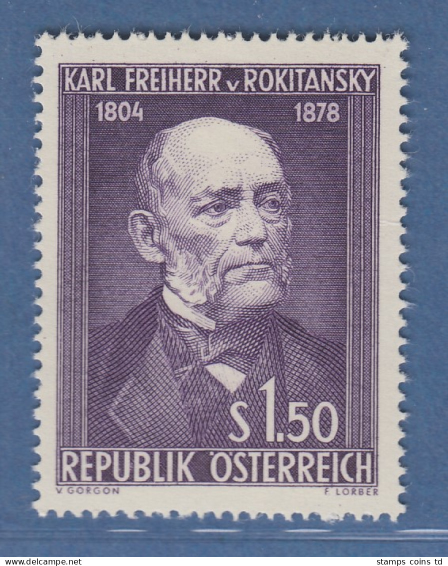 Österreich 1954 Sondermarke 150. Geburtstag Von Rokitansky Mi.-Nr. 997 - Unused Stamps