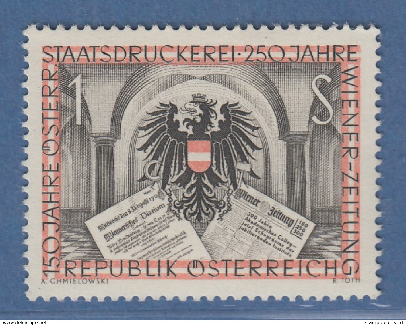 Österreich 1954 Sondermarke 250 Jahre Wiener Zeitung Mi.-Nr. 1011 - Unused Stamps