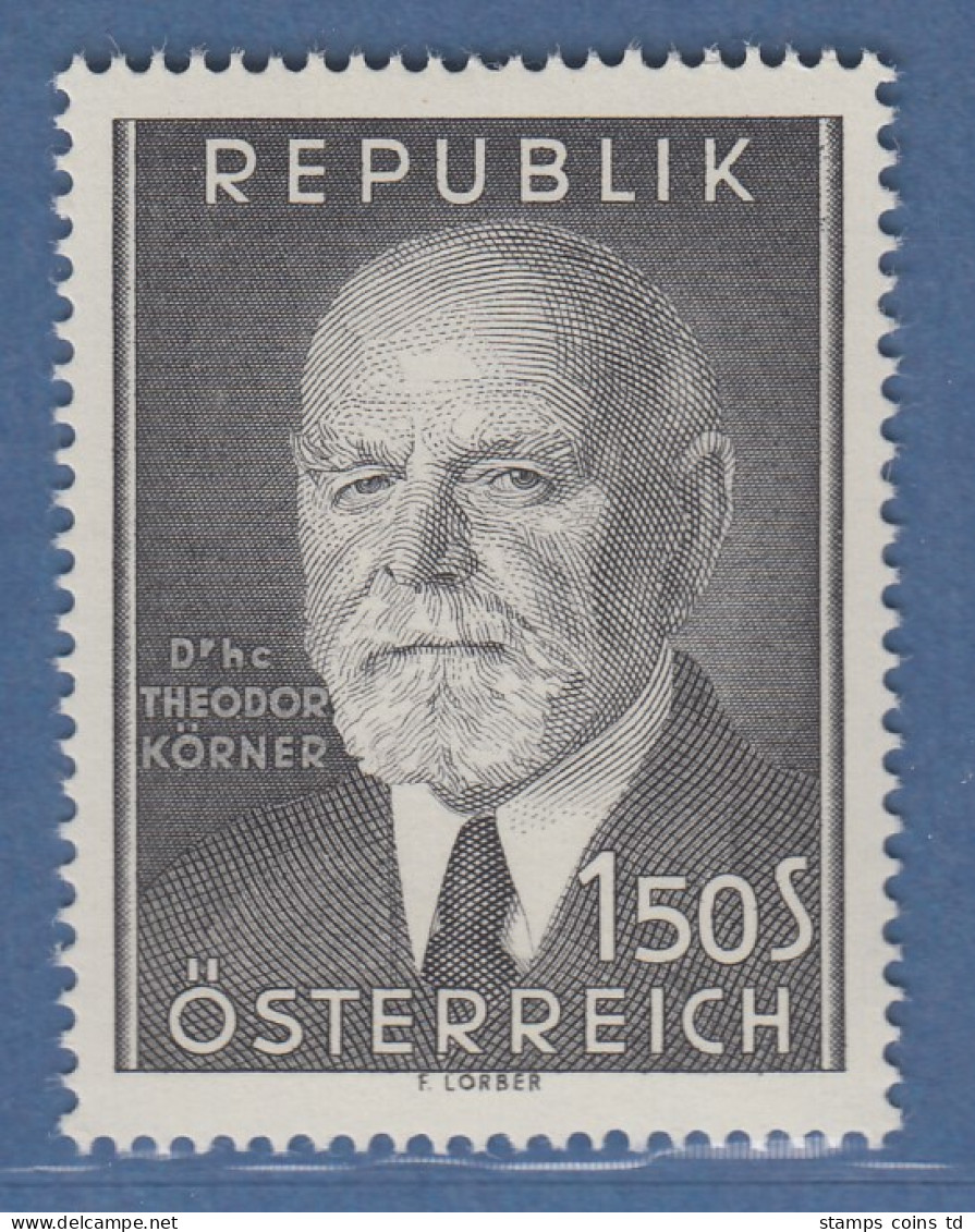 Österreich 1957 Sondermarke Tod Des Bundespräsidenten T. Körner Mi.-Nr. 1031 - Nuevos