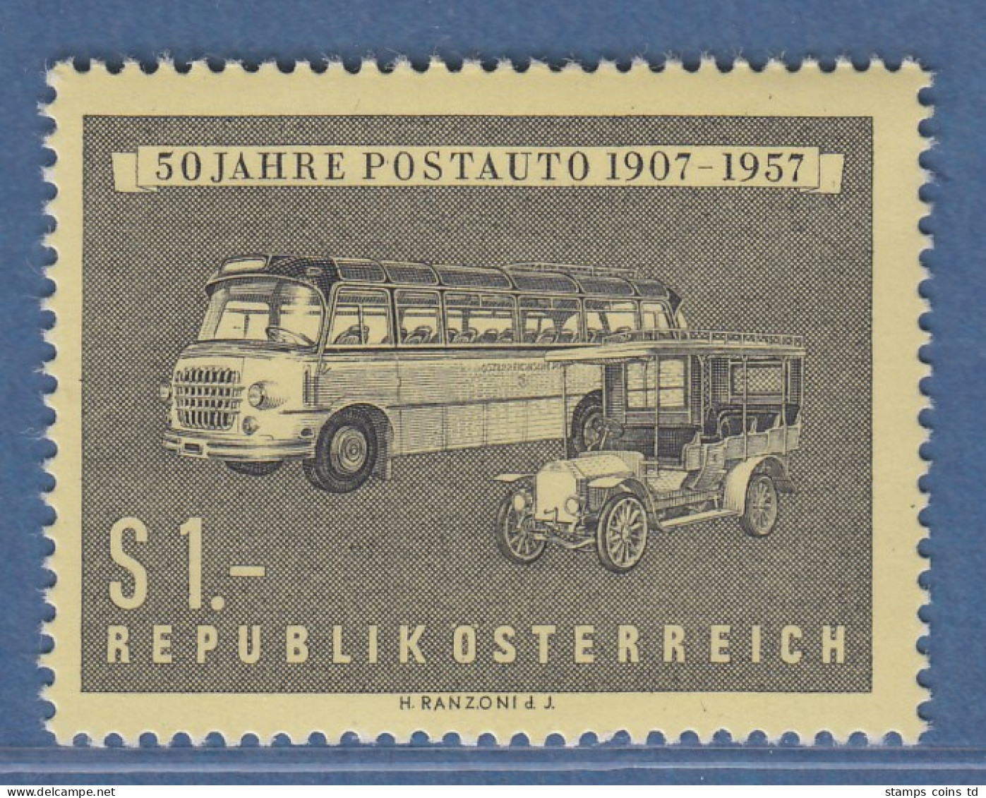 Österreich 1957 Sondermarke 50 Jahre Postauto Mi.-Nr. 1034 - Nuevos