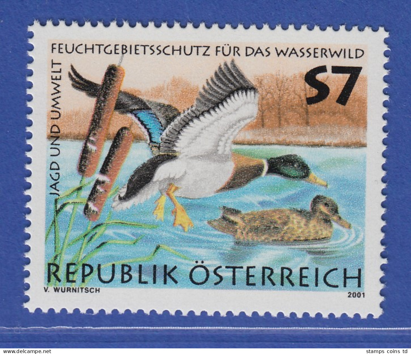 Österreich 2001 Sondermarke Jagd Umwelt Wasserschutz Stockente Mi.-Nr. 2336 - Neufs