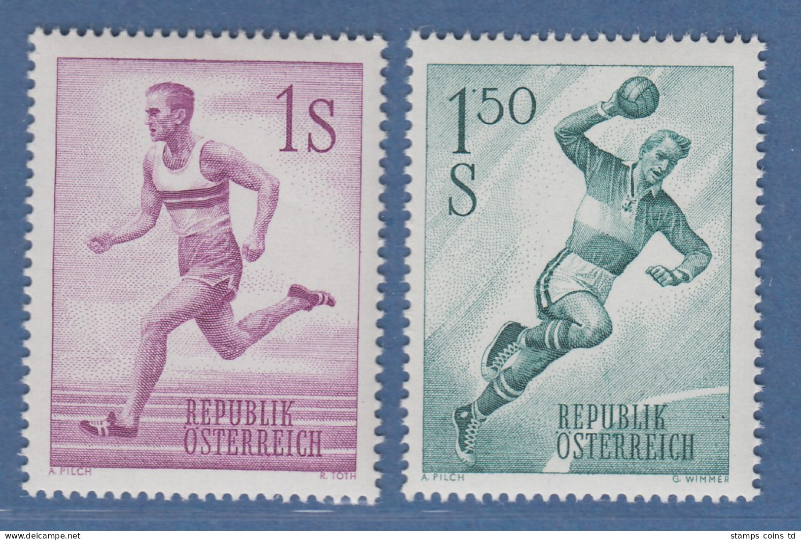 Österreich 1959 Sondermarken Sport: Laufen / Handball Mi.-Nr. 1069-1070 - Nuevos